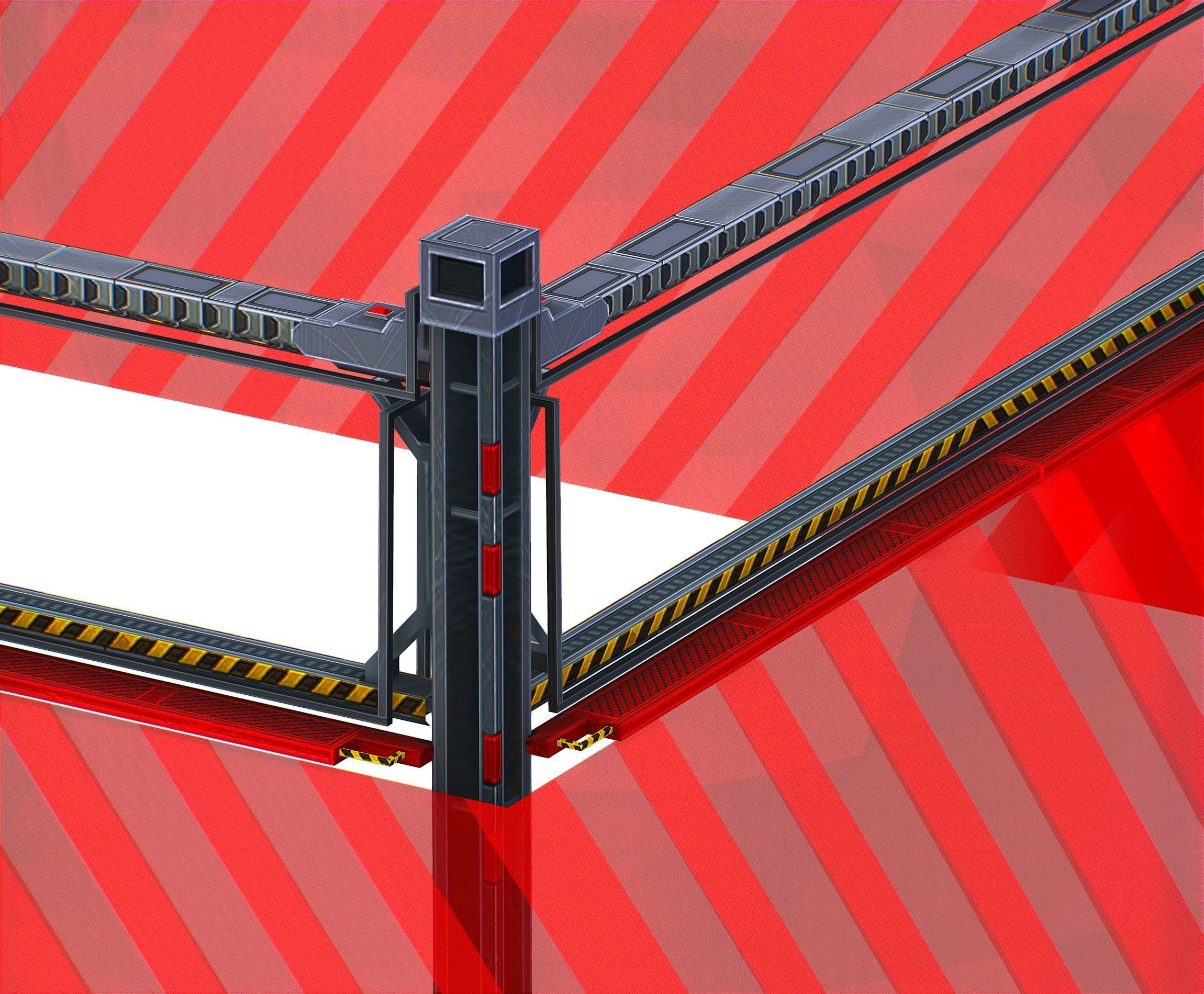 isometrical scaffolding 2x2 section Low-poly 3D model_10