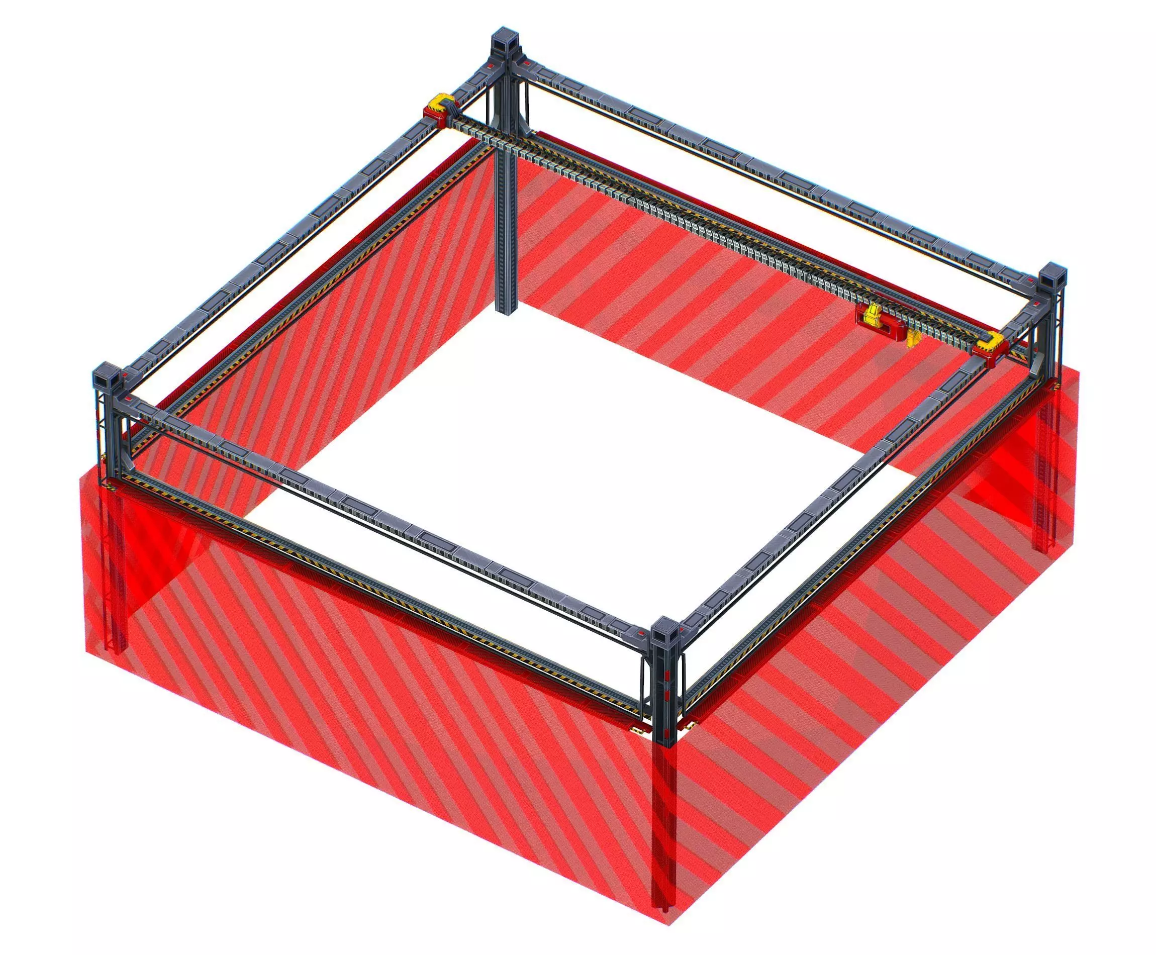 isometrical scaffolding 2x2 section Low-poly 3D model_0