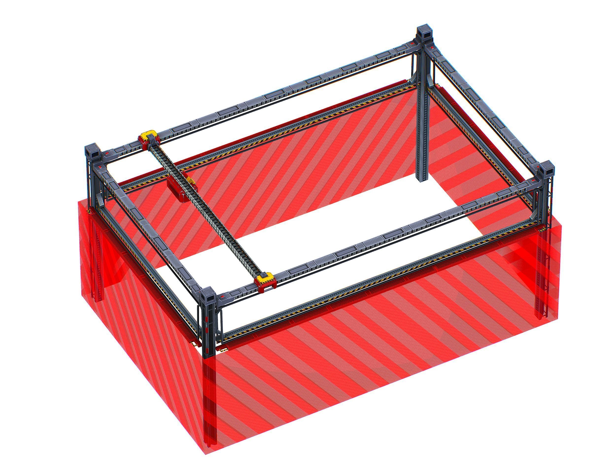 isometrical scaffolding 2x3 section Low-poly 3D model_3