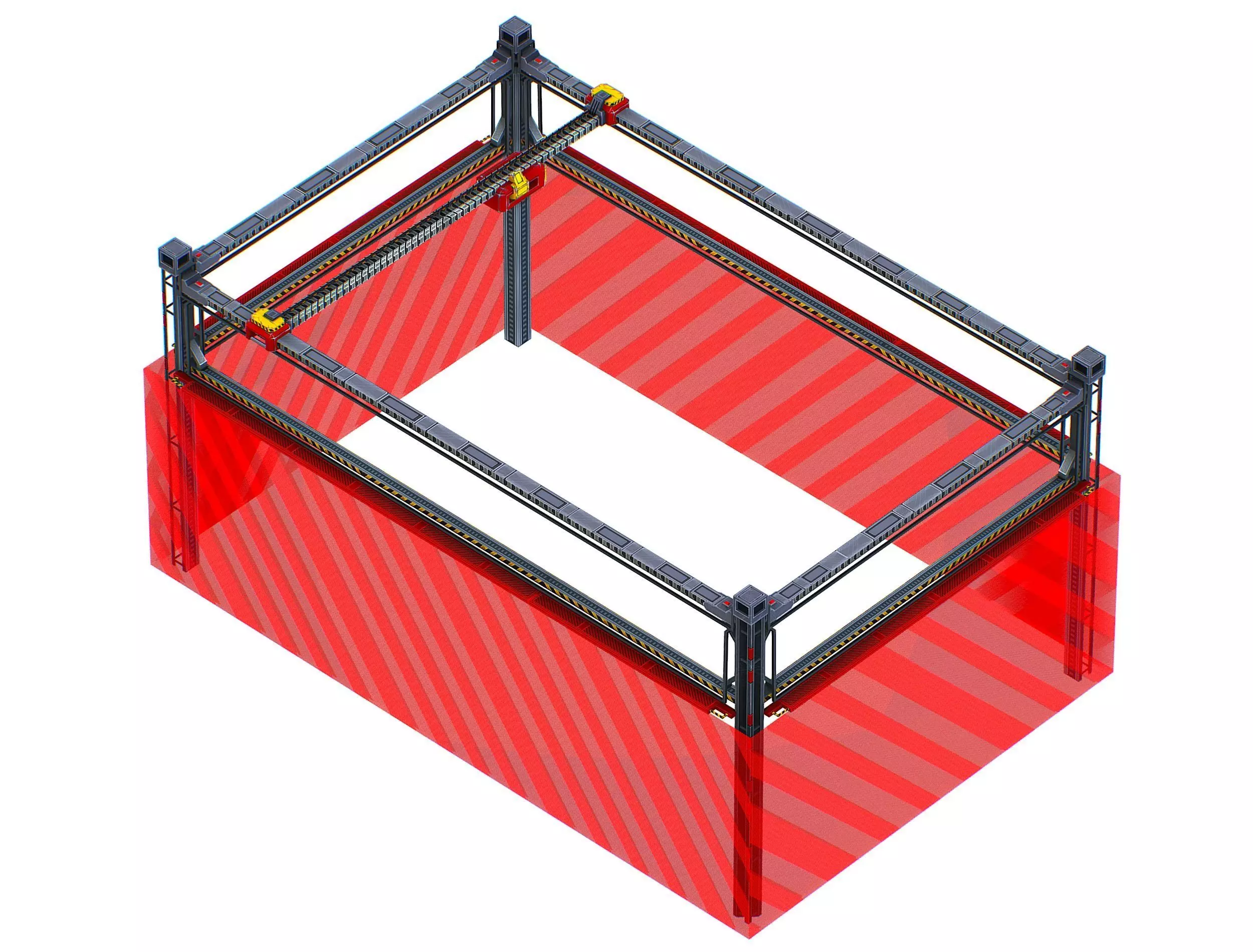 isometrical scaffolding 2x3 section Low-poly 3D model_0
