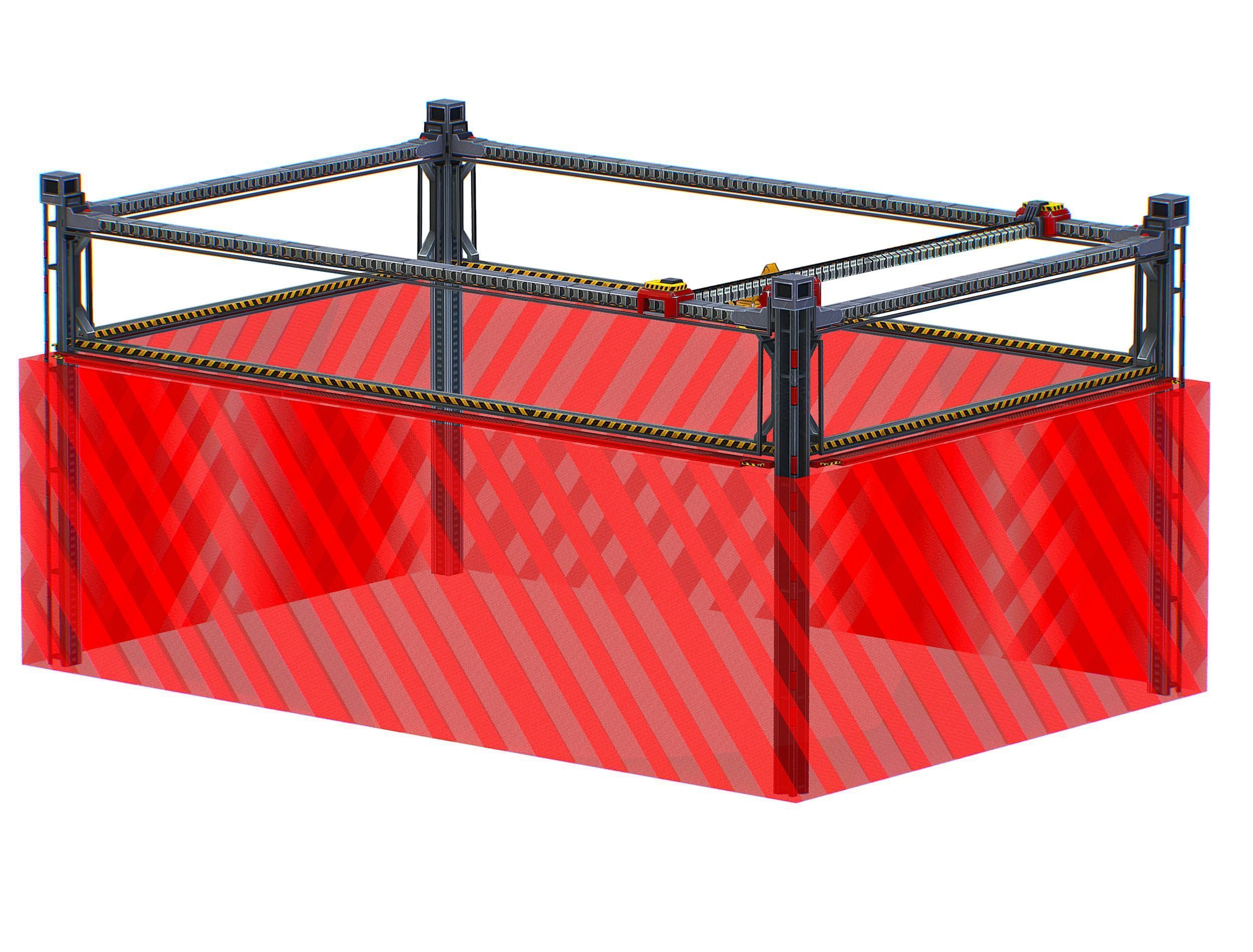 isometrical scaffolding 2x3 section Low-poly 3D model_7