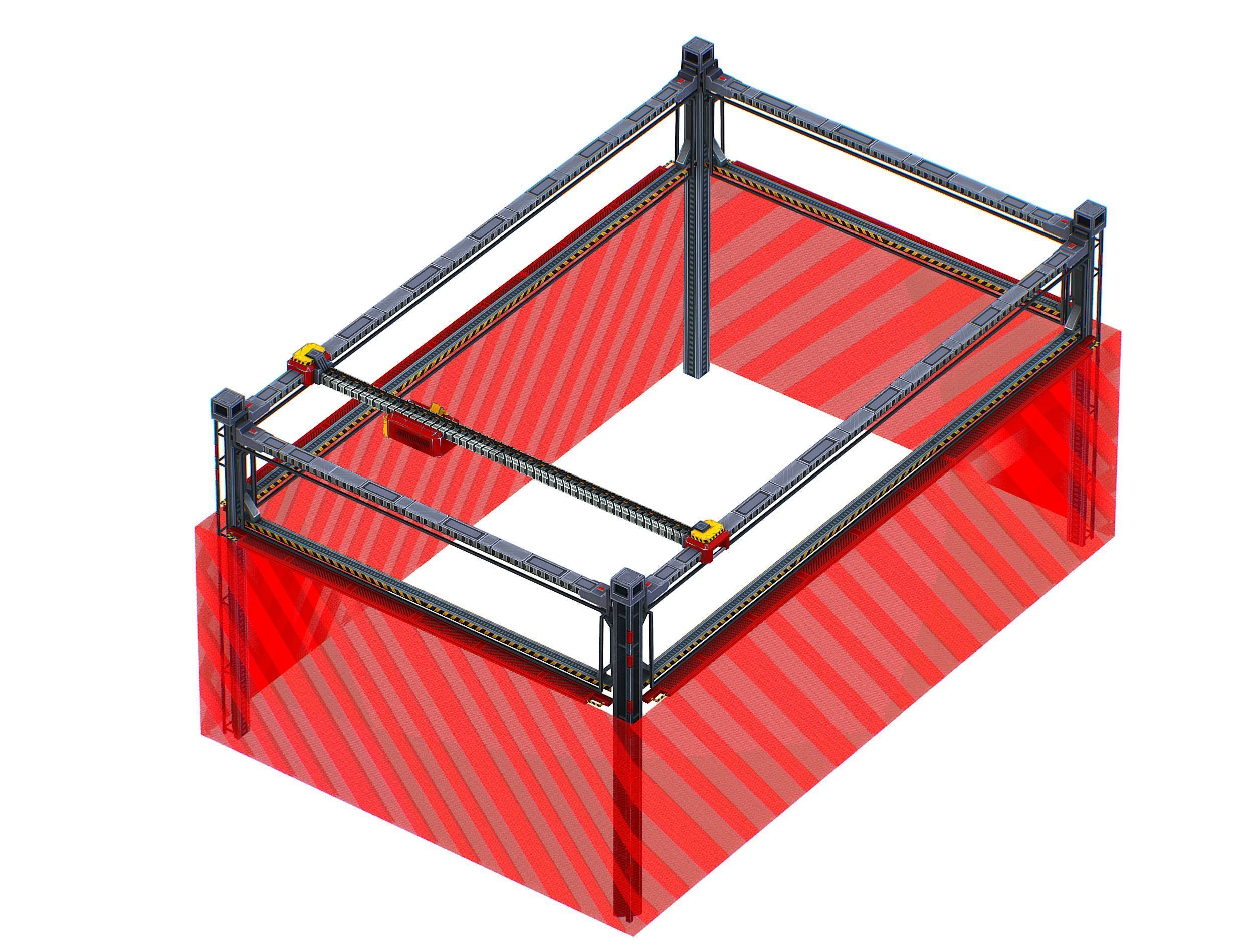 isometrical scaffolding 2x3 section Low-poly 3D model_4