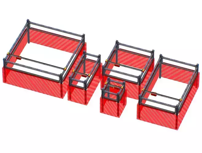 isometrical scaffolding ALL section Low-poly 3D model