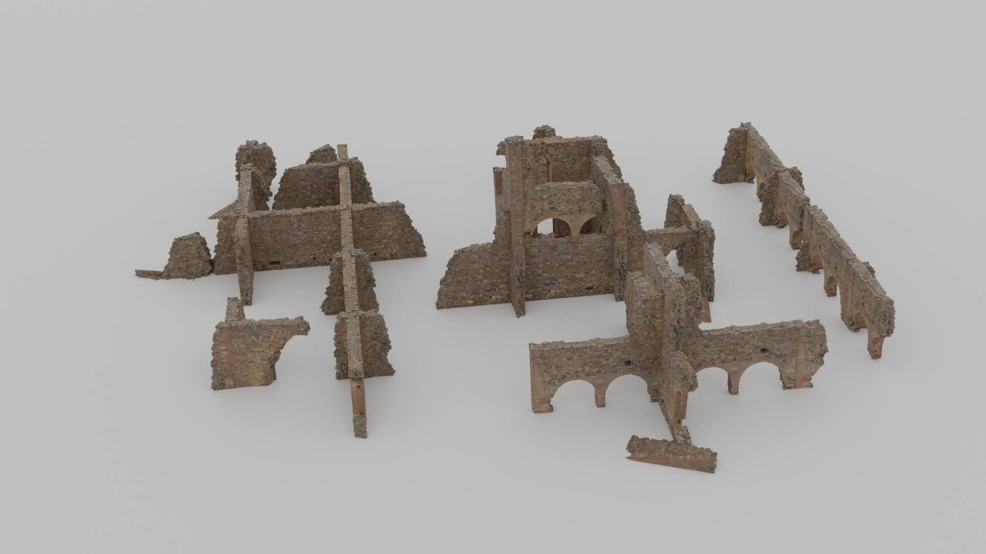 Brick Stone Ruins Set Pbr Scan Low-poly 3D model_17