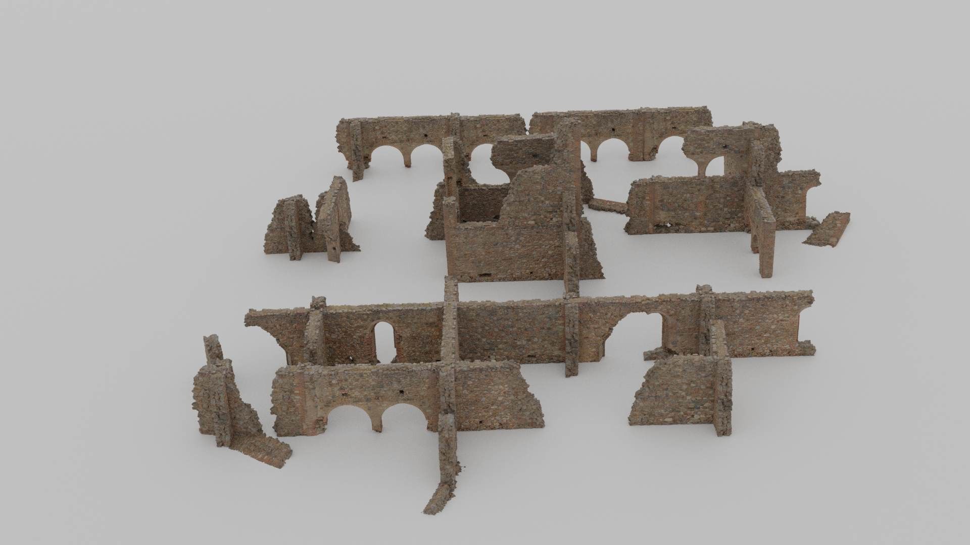 Brick Stone Ruins Set Pbr Scan Low-poly 3D model_7