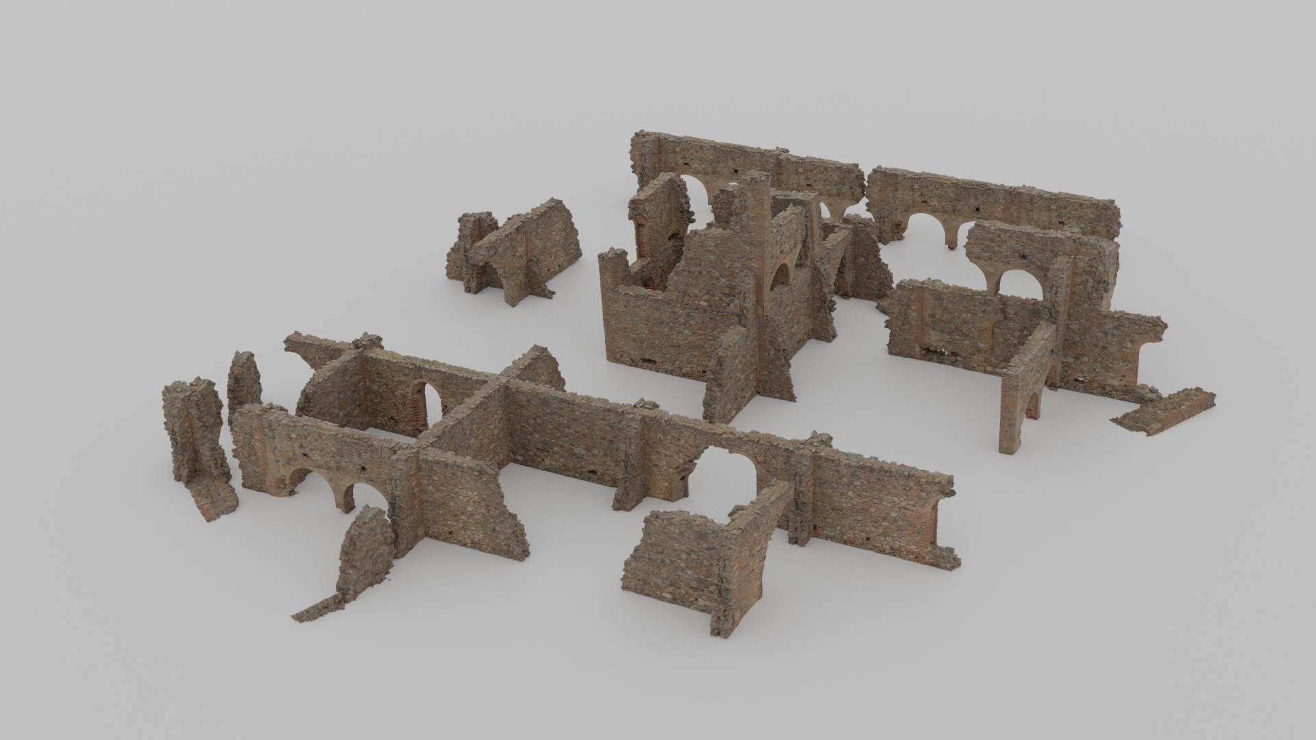 Brick Stone Ruins Set Pbr Scan Low-poly 3D model_6