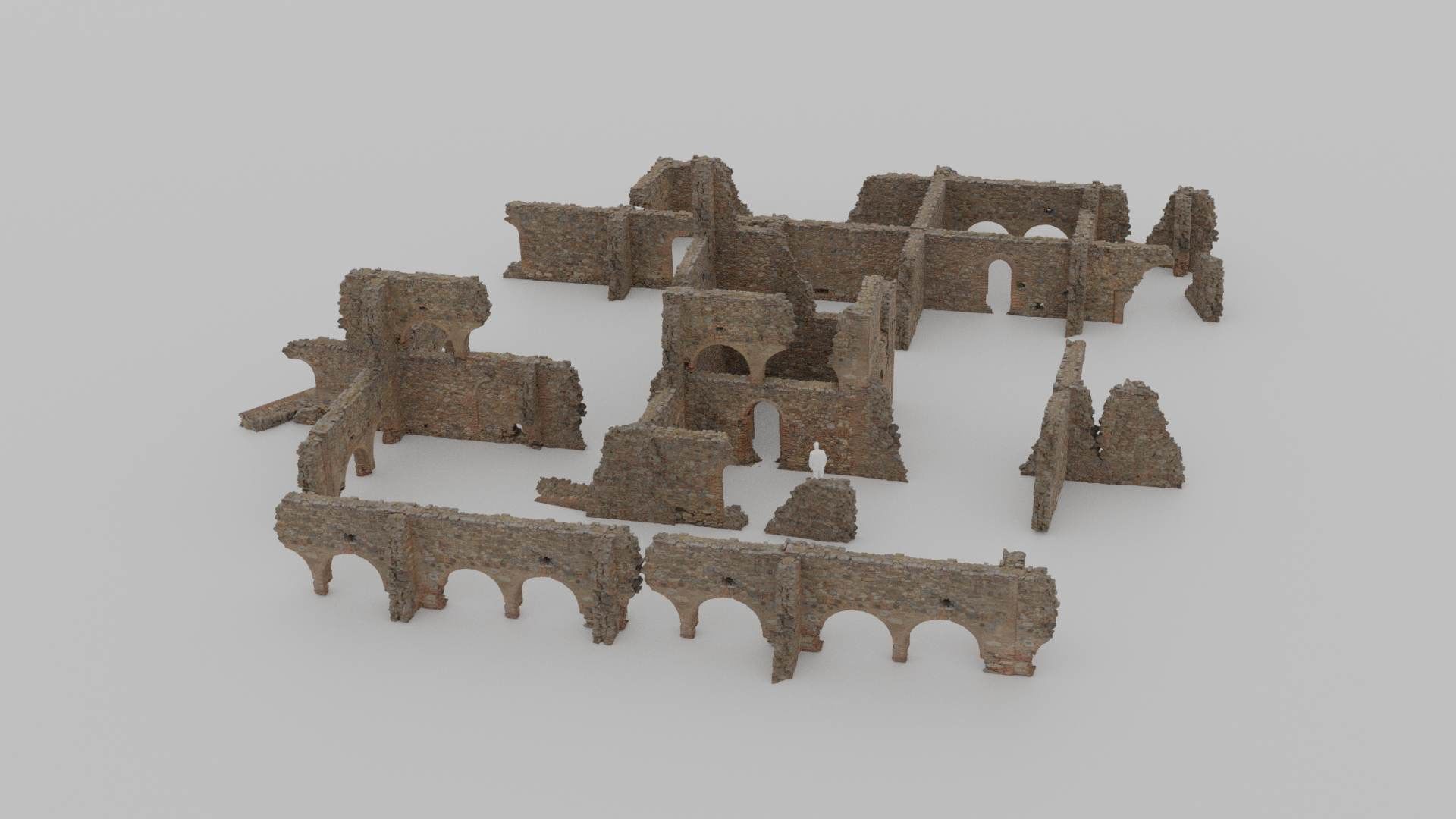 Brick Stone Ruins Set Pbr Scan Low-poly 3D model_13