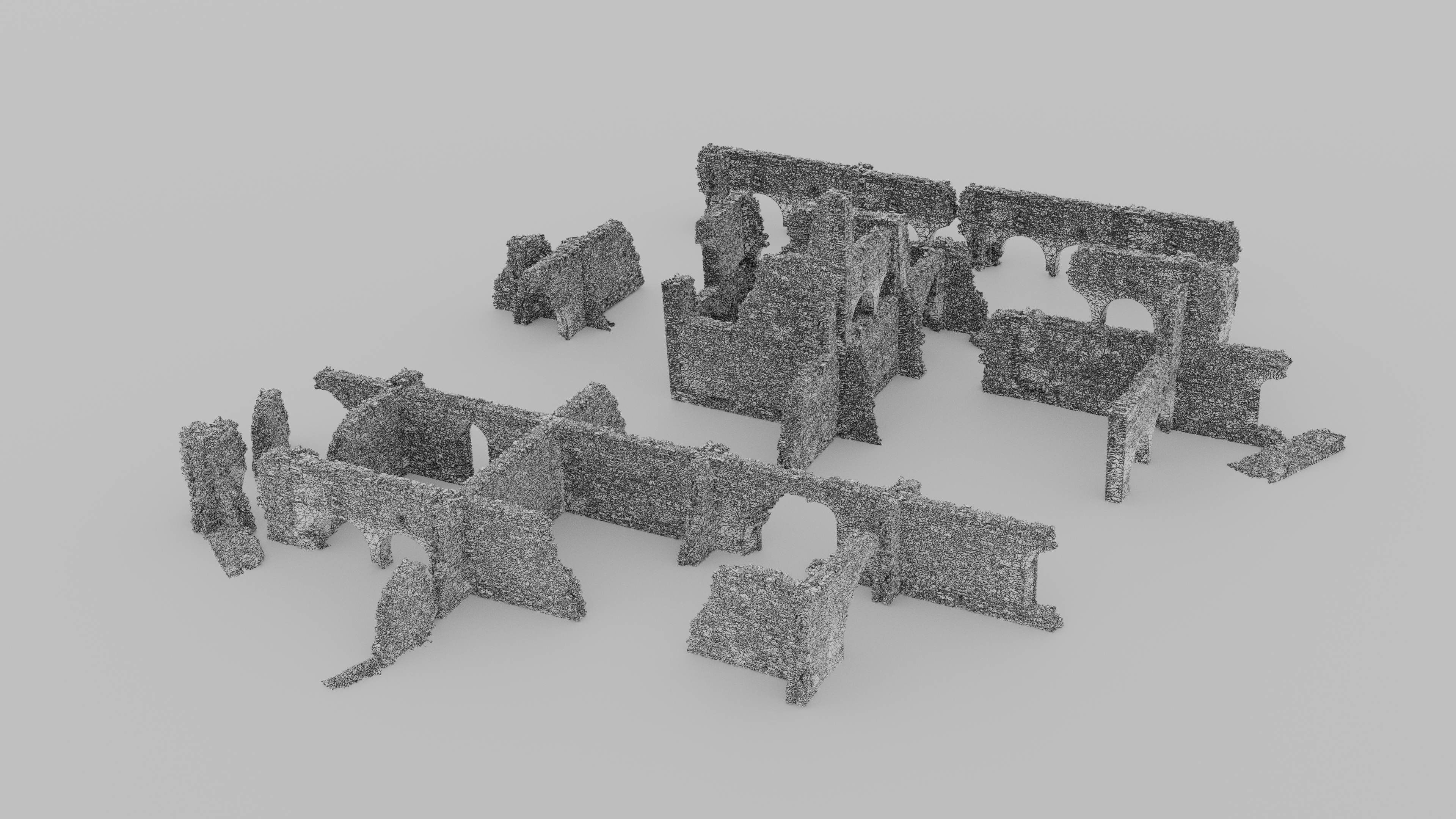 Brick Stone Ruins Set Pbr Scan Low-poly 3D model_4
