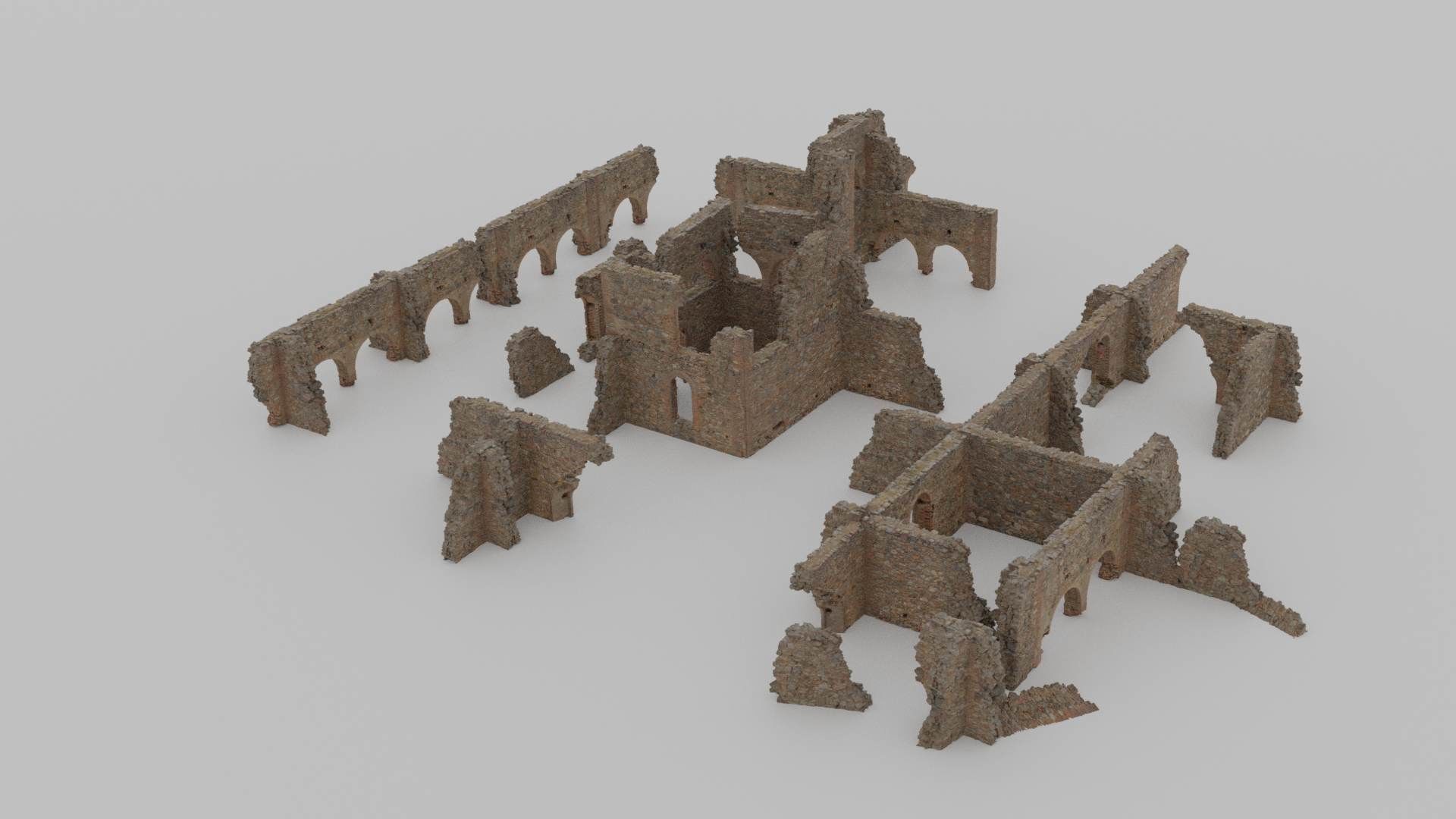 Brick Stone Ruins Set Pbr Scan Low-poly 3D model_9
