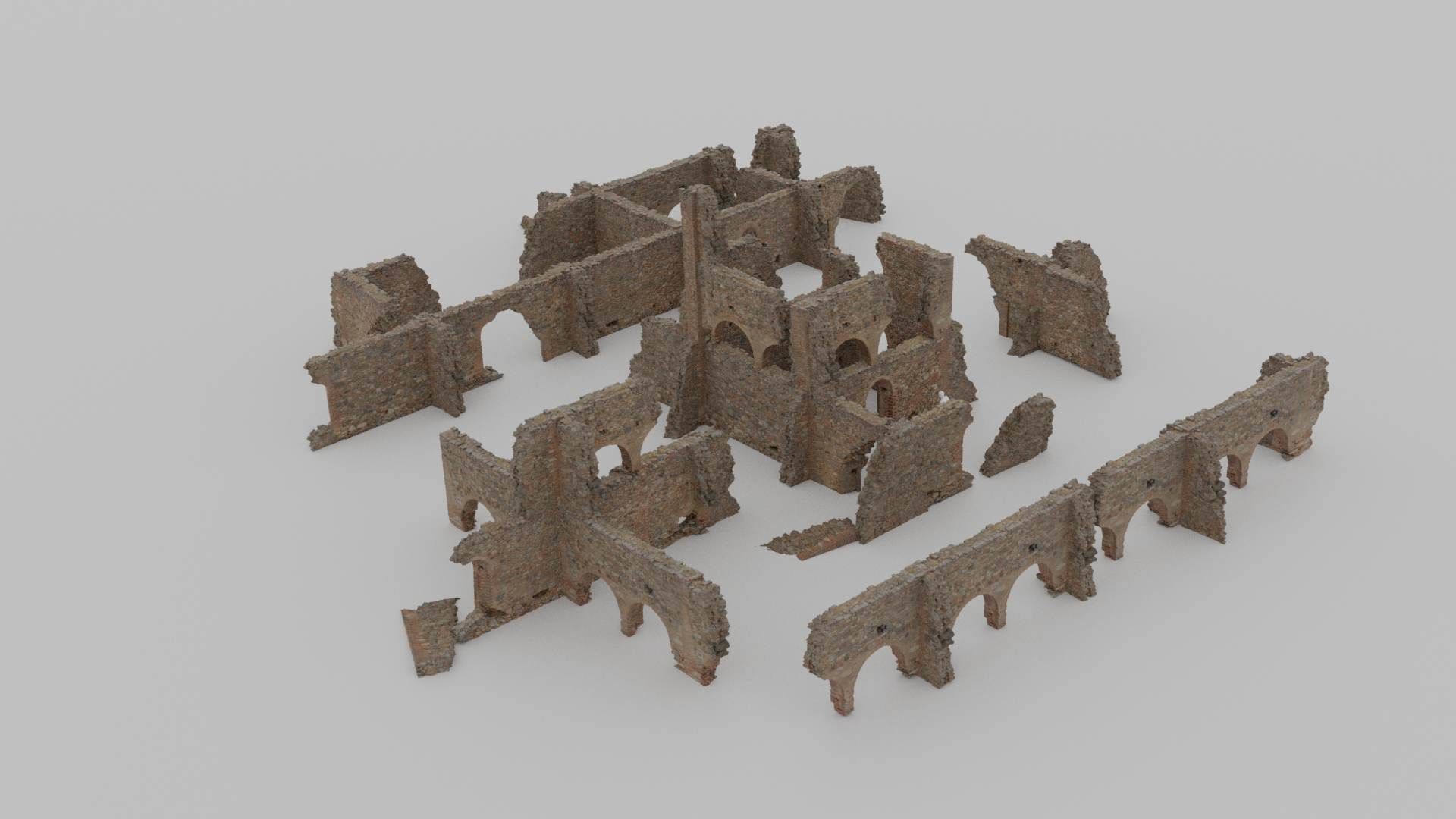 Brick Stone Ruins Set Pbr Scan Low-poly 3D model_15