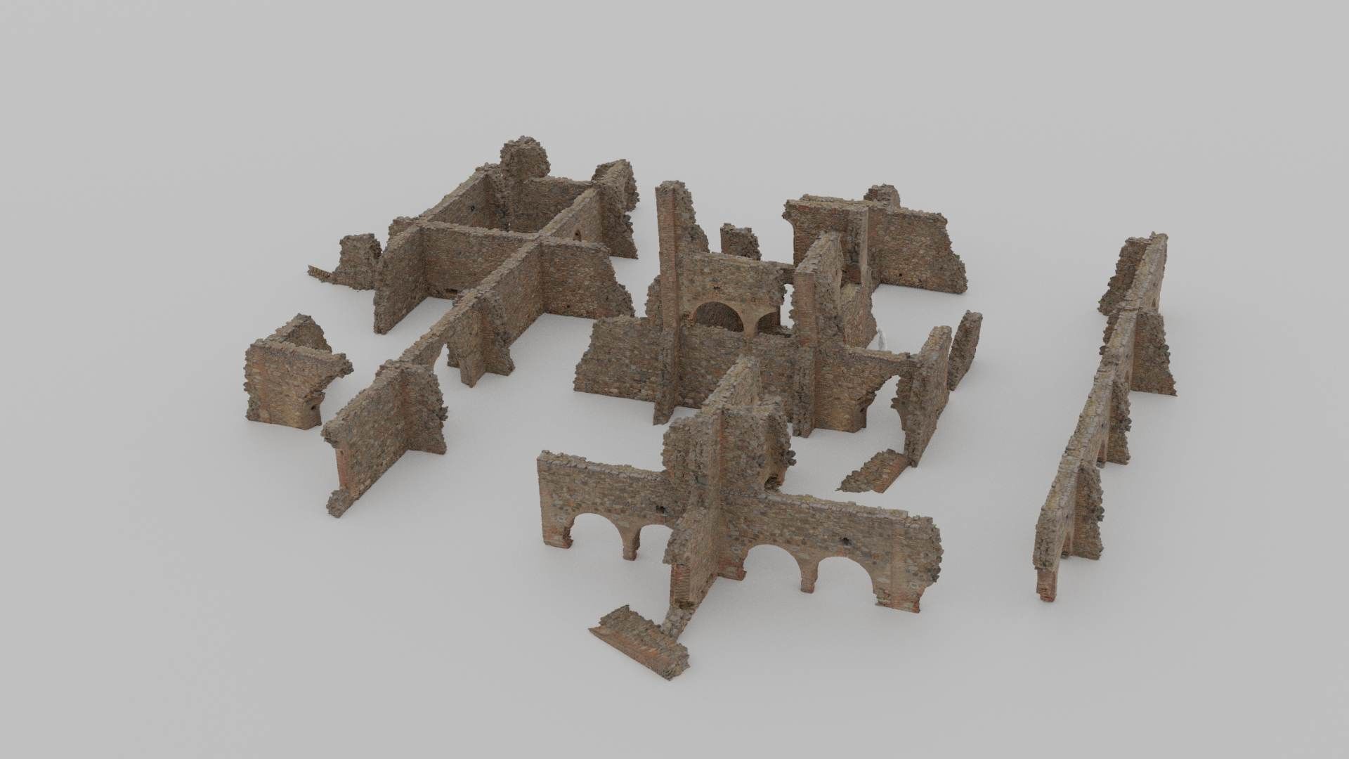 Brick Stone Ruins Set Pbr Scan Low-poly 3D model_16