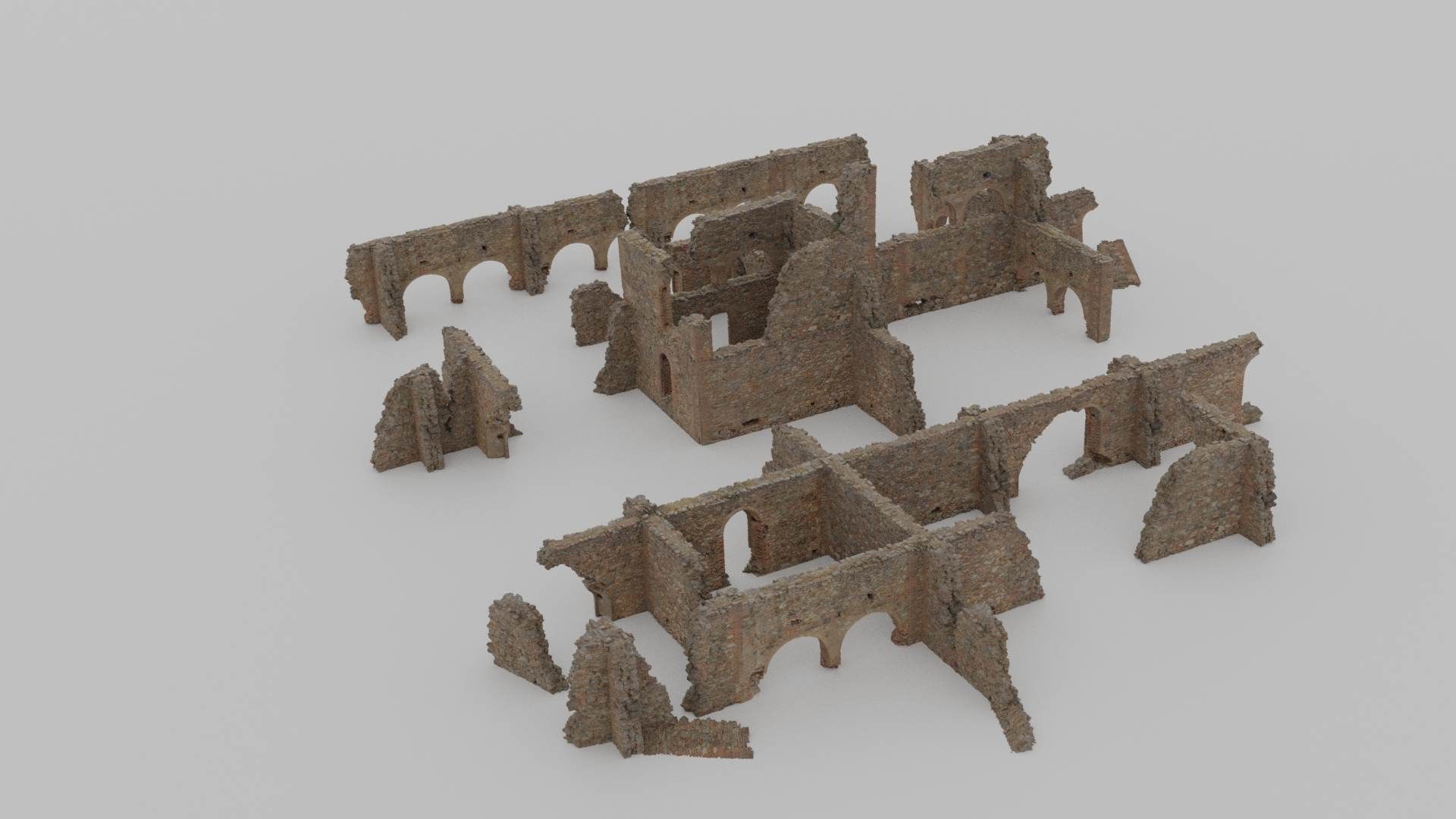 Brick Stone Ruins Set Pbr Scan Low-poly 3D model_8