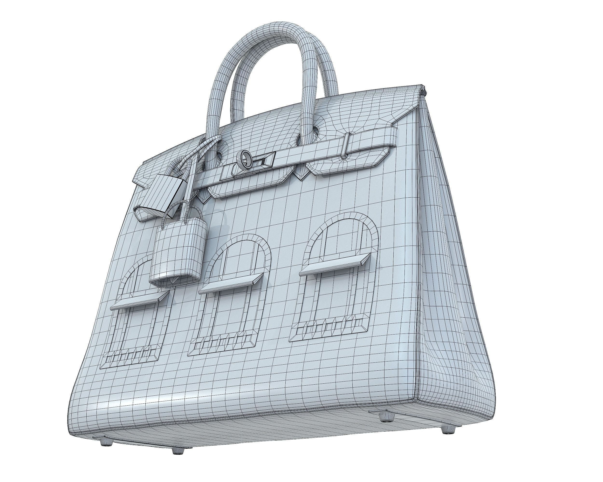 Hermes Birkin Faubourg Bag Black Low-poly 3D model_7