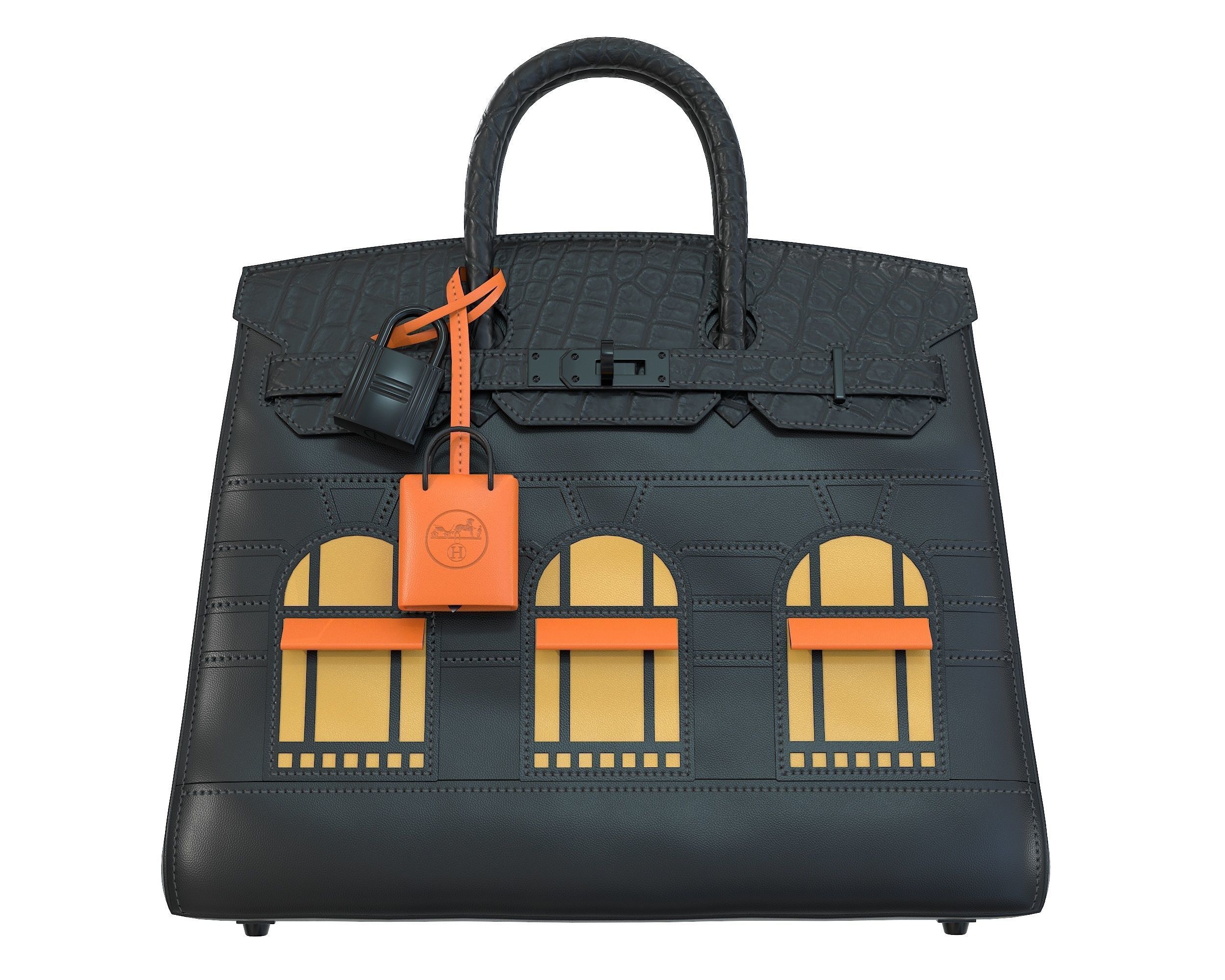 Hermes Birkin Faubourg Bag Black Low-poly 3D model_6