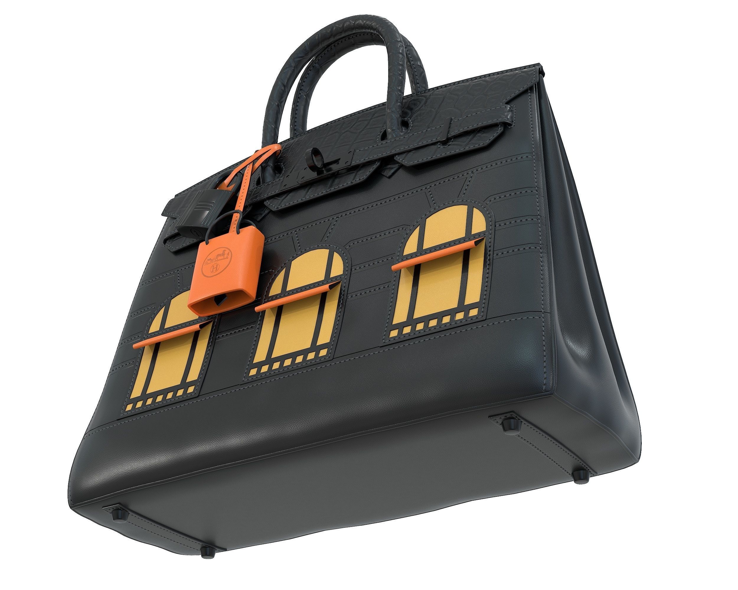 Hermes Birkin Faubourg Bag Black Low-poly 3D model_3