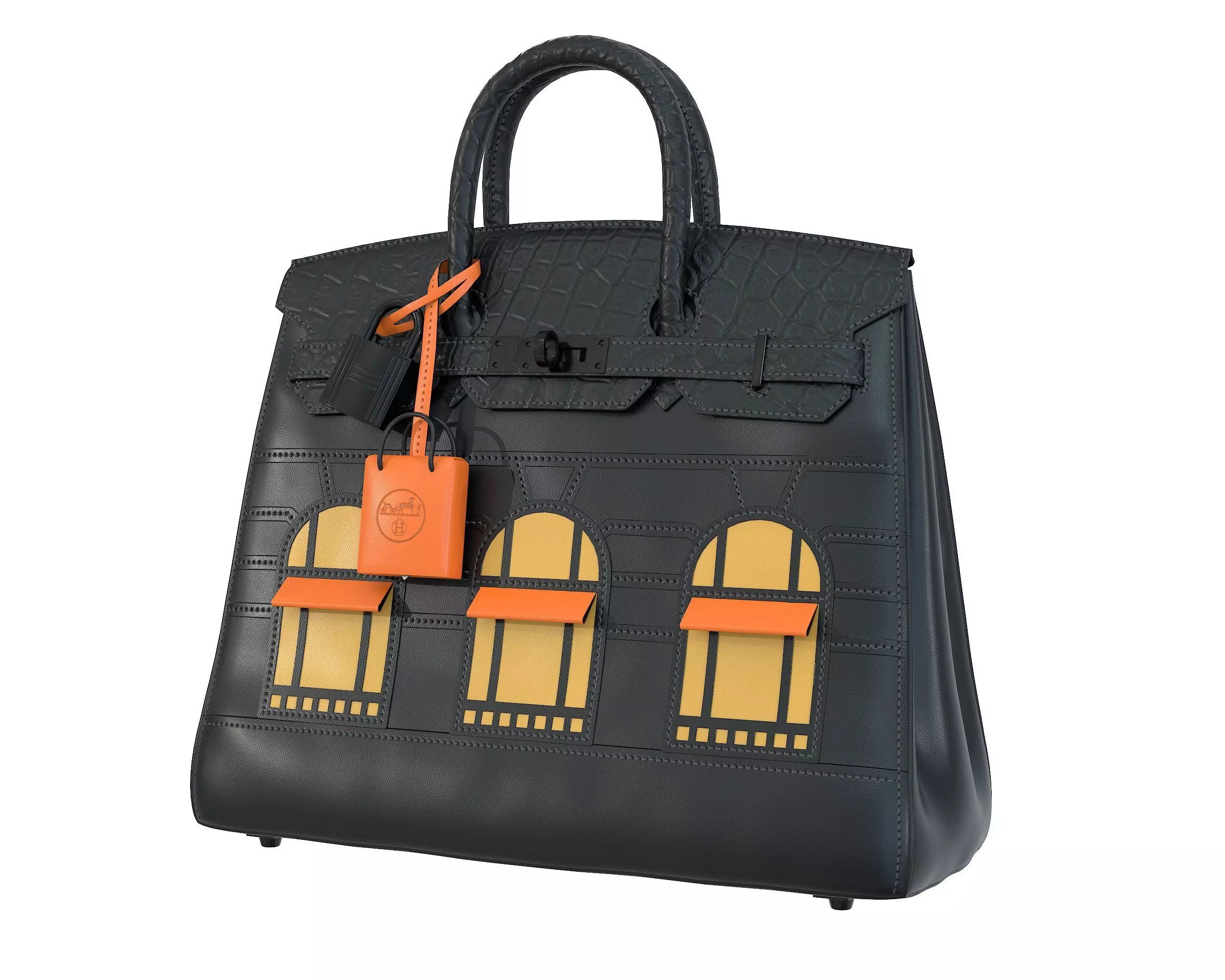 Hermes Birkin Faubourg Bag Black Low-poly 3D model_0