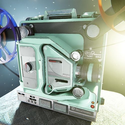 retro portable FIlm Projector Free low-poly 3D model