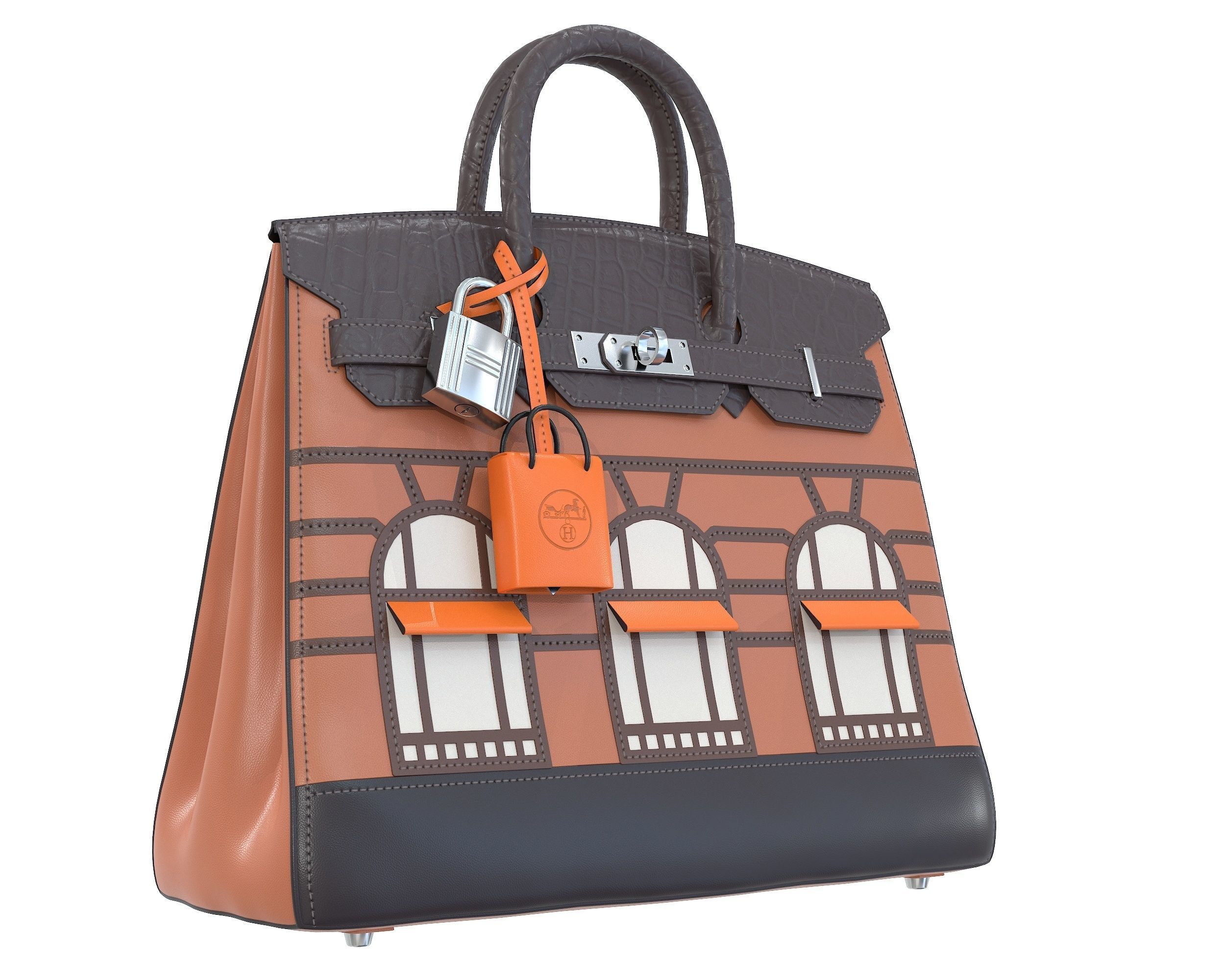 Hermes Birkin Faubourg Bag Brown Low-poly 3D model_5