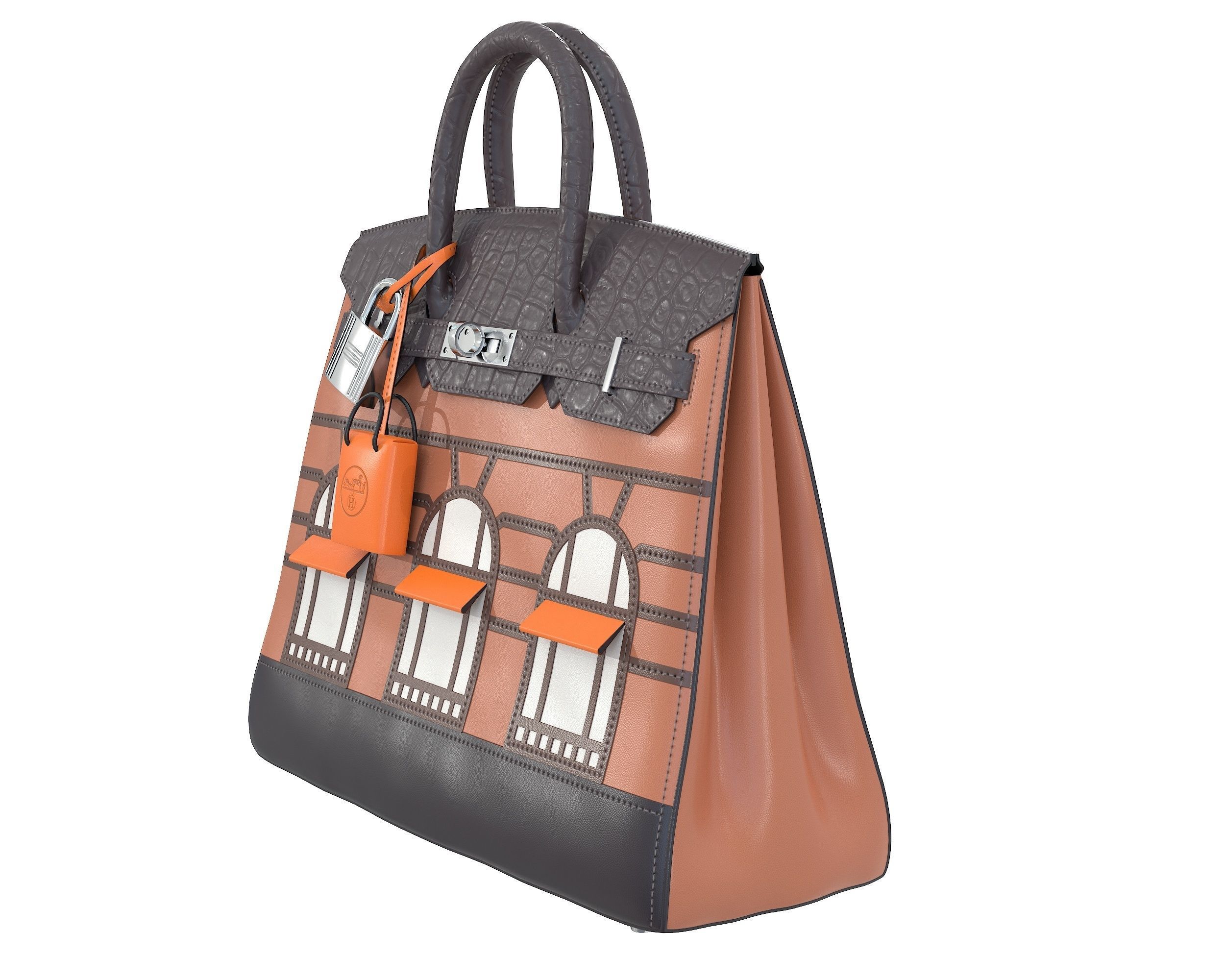 Hermes Birkin Faubourg Bag Brown Low-poly 3D model_2