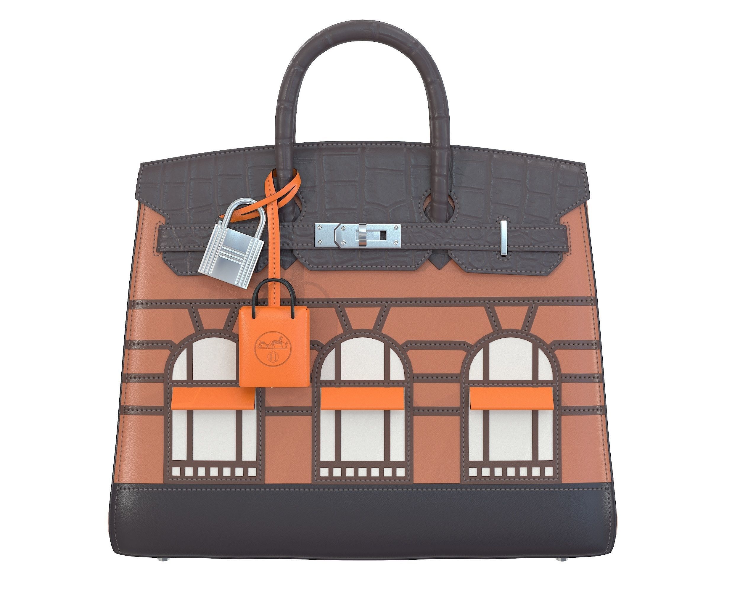 Hermes Birkin Faubourg Bag Brown Low-poly 3D model_3