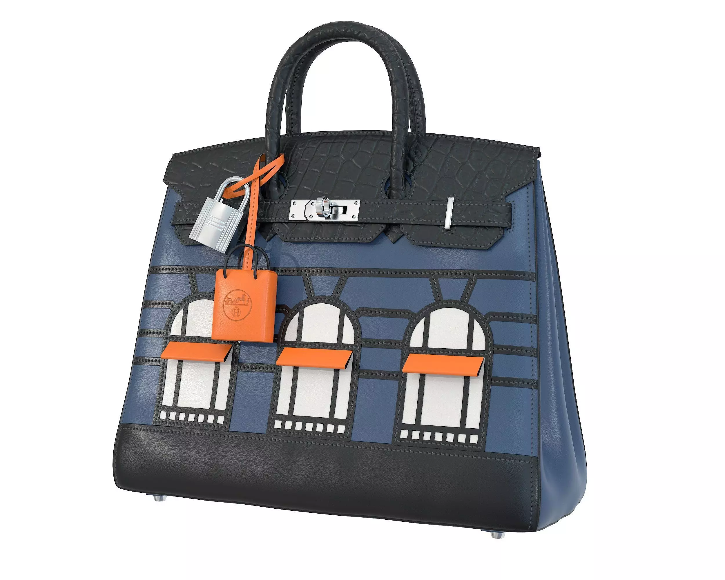 Hermes Birkin Faubourg Bag Blue Low-poly 3D model_0