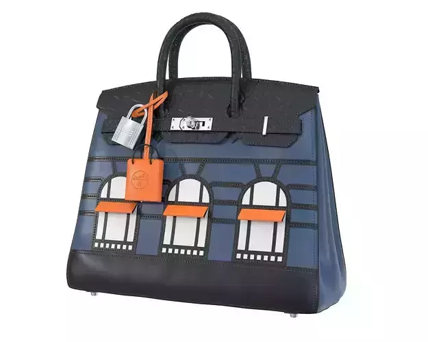 Hermes Birkin Faubourg Bag Blue Low-poly 3D model Hermes Birkin Faubourg Bag Blue Low-poly 3D model