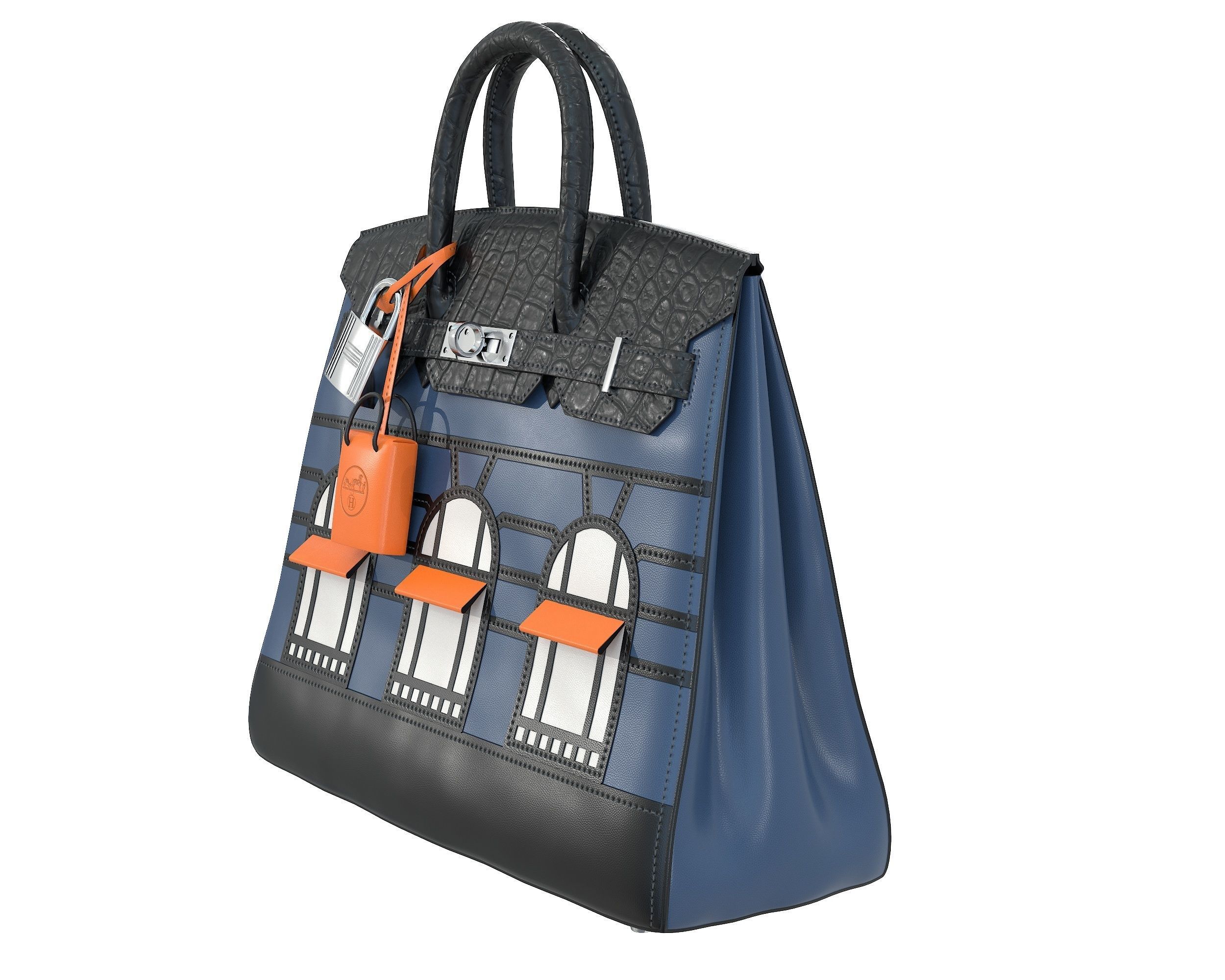 Hermes Birkin Faubourg Bag Blue Low-poly 3D model_2