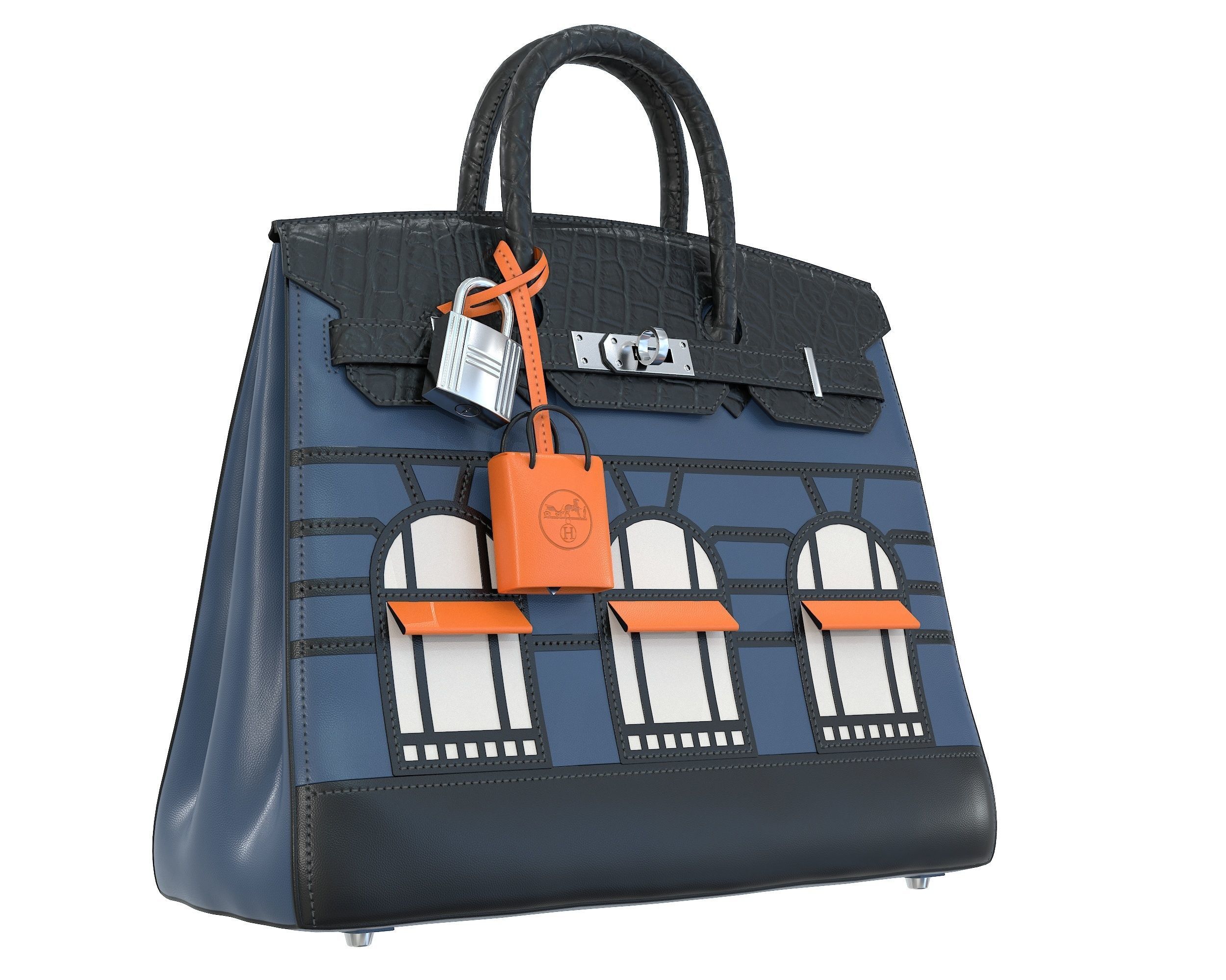 Hermes Birkin Faubourg Bag Blue Low-poly 3D model_6