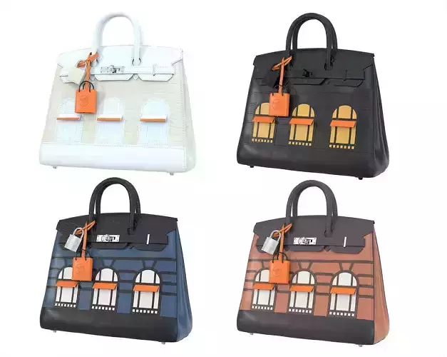 Hermes Birkin 20 Sellier Faubourg Bag Palladium Hardwar 3D Model Collection Hermes Birkin 20 Sellier Faubourg Bag Palladium Hardwar 3D Model Collection