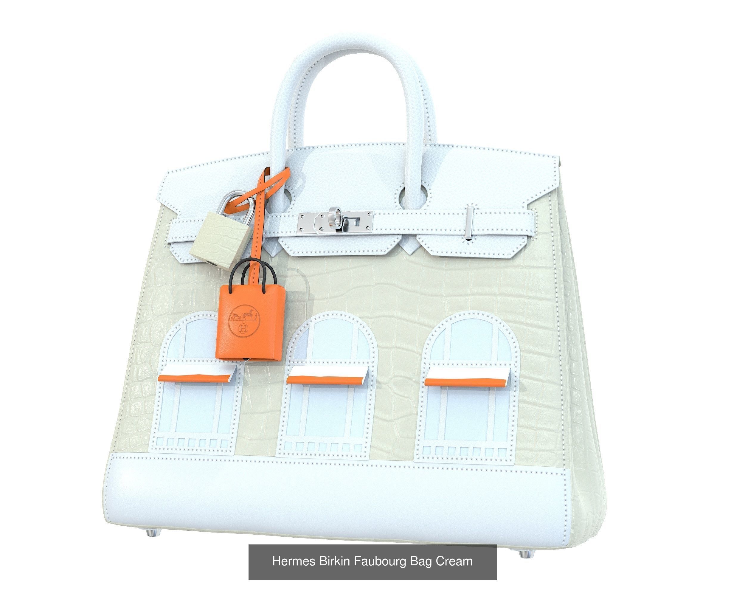 Hermes Birkin 20 Sellier Faubourg Bag Palladium Hardwar 3D Model Collection_6