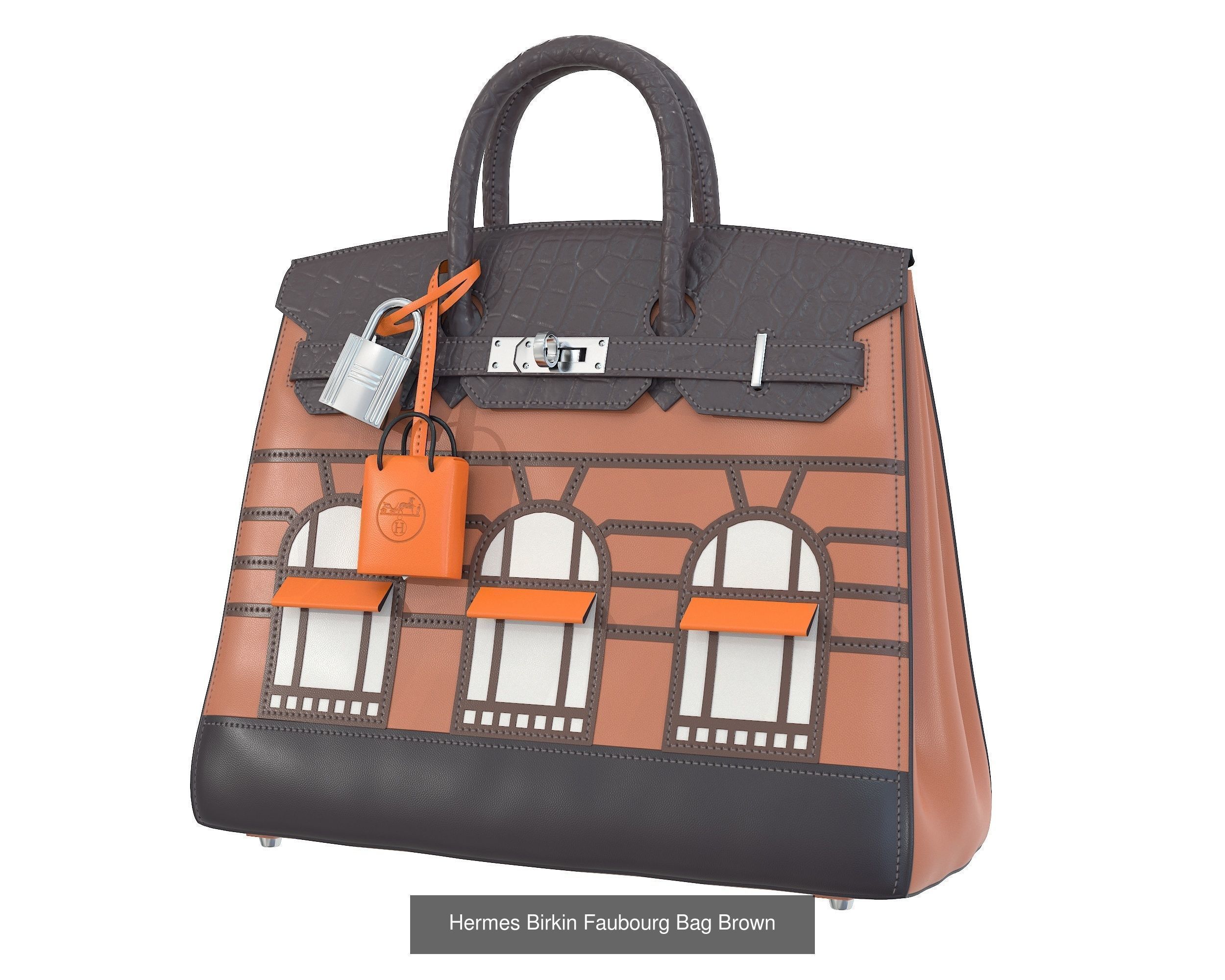 Hermes Birkin 20 Sellier Faubourg Bag Palladium Hardwar 3D Model Collection_8