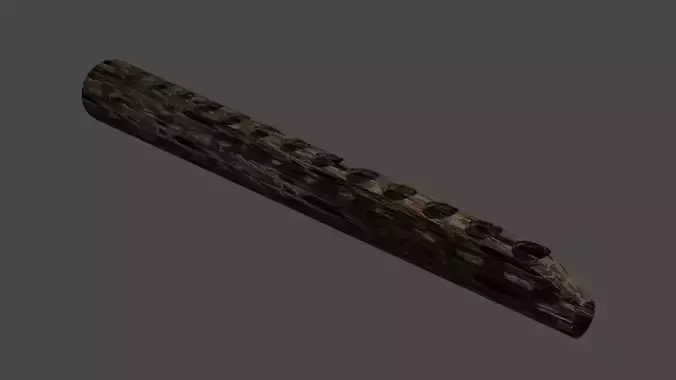 Low Poly Flute wooden rod