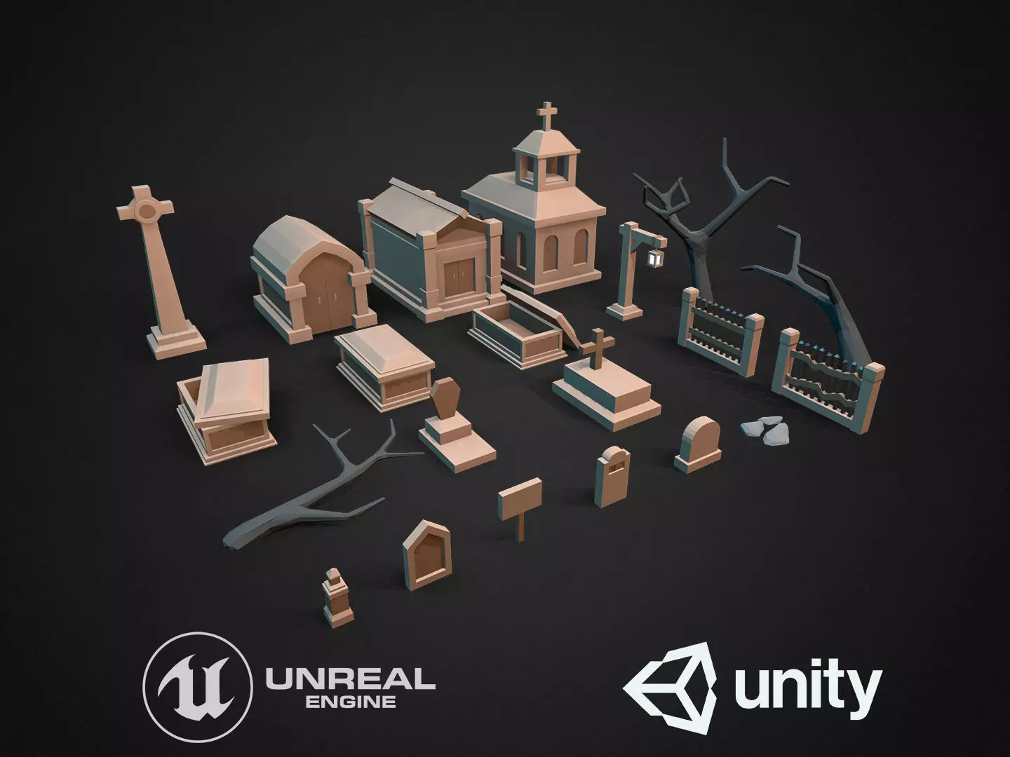 Graveyard Free low-poly 3D model