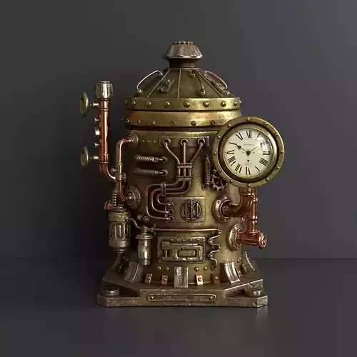 Steampunk desk clock box 3D model