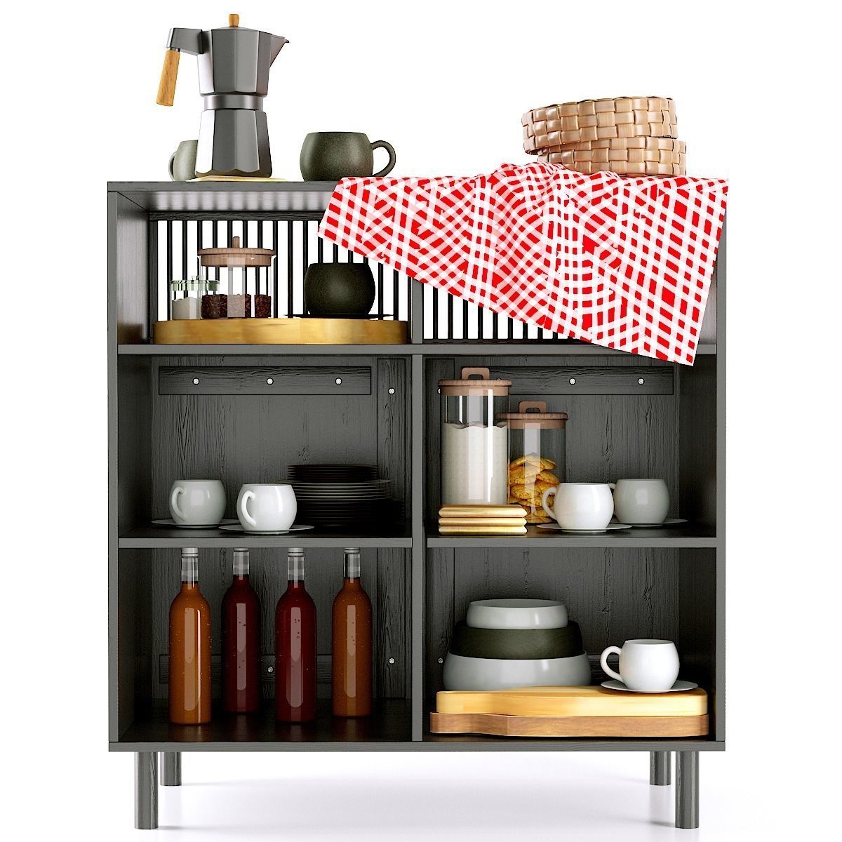 Oak bar cabinet BILBAO La Redoute 3D model_3