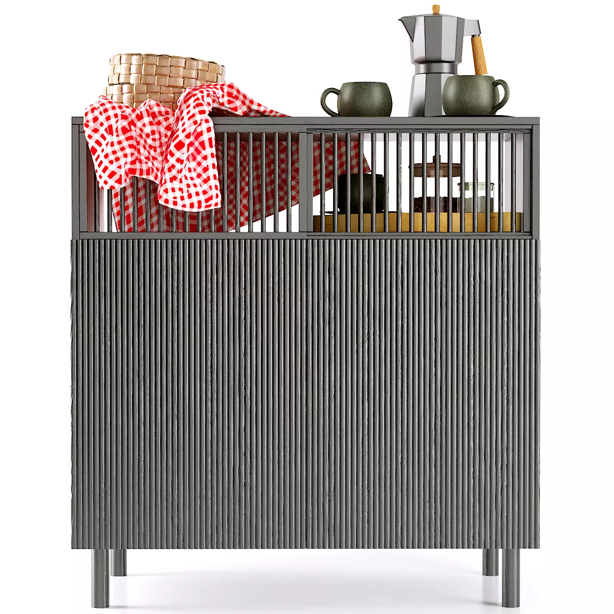 Oak bar cabinet BILBAO La Redoute 3D model_0