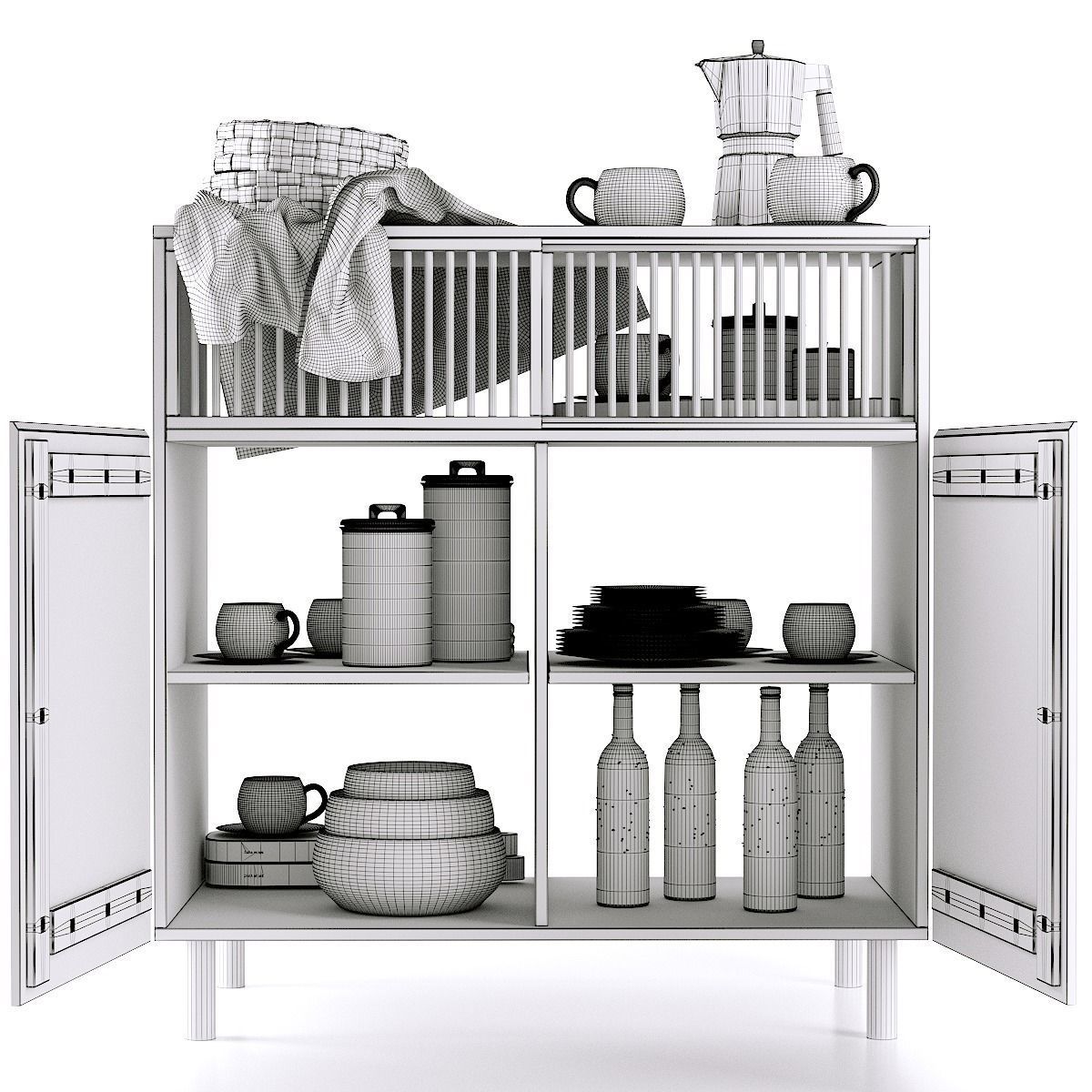 Oak bar cabinet BILBAO La Redoute 3D model_6