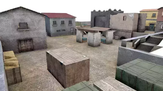 Old Town Low Poly Buildings and Game Assets