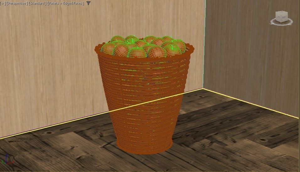 Apple basket 3D model_2