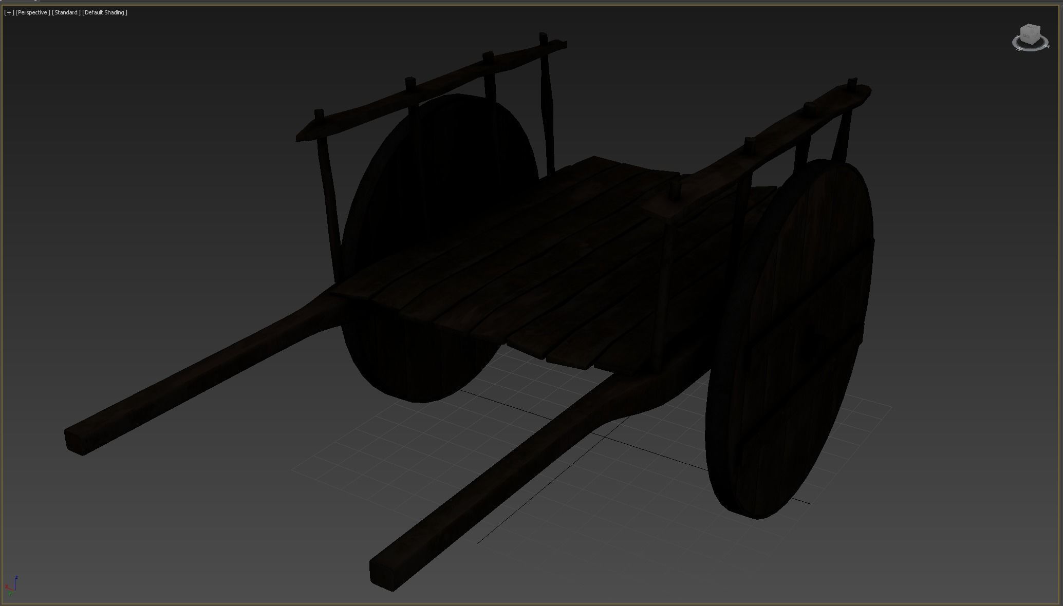 wooden cart  Low-poly 3D model_6