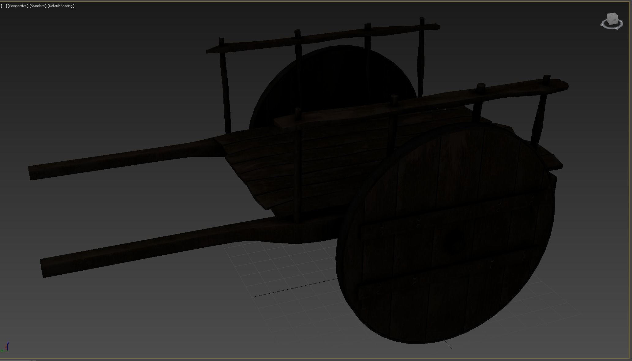 wooden cart  Low-poly 3D model_7