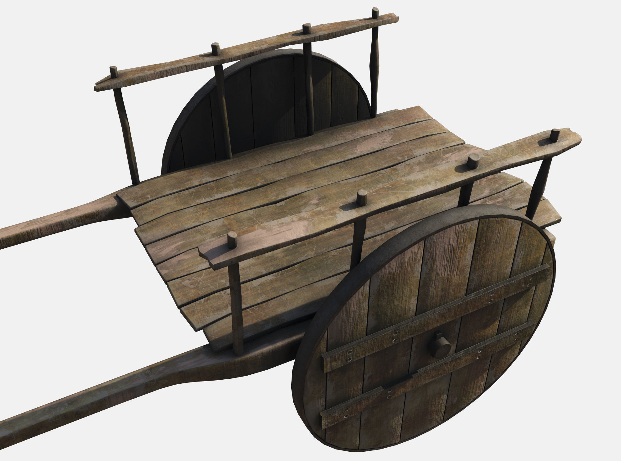 wooden cart  Low-poly 3D model_2