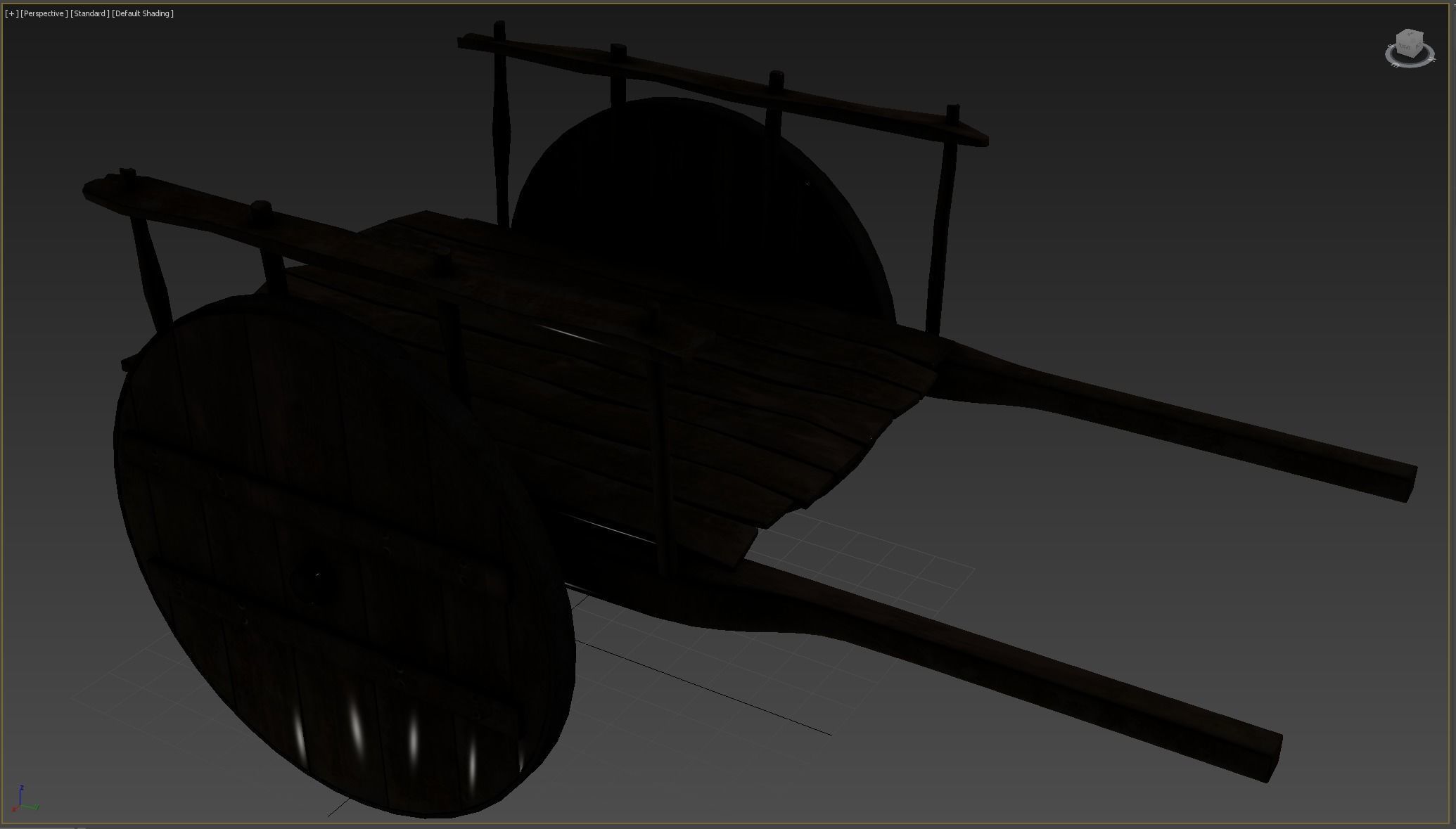 wooden cart  Low-poly 3D model_5