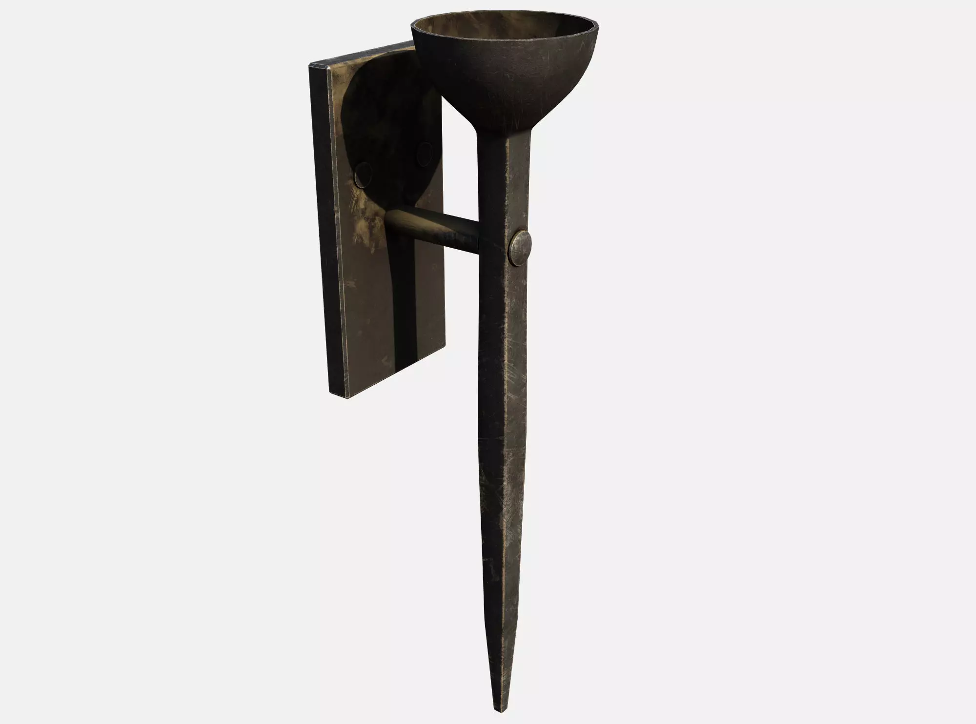 Medieval Torch Low-poly 3D model_0