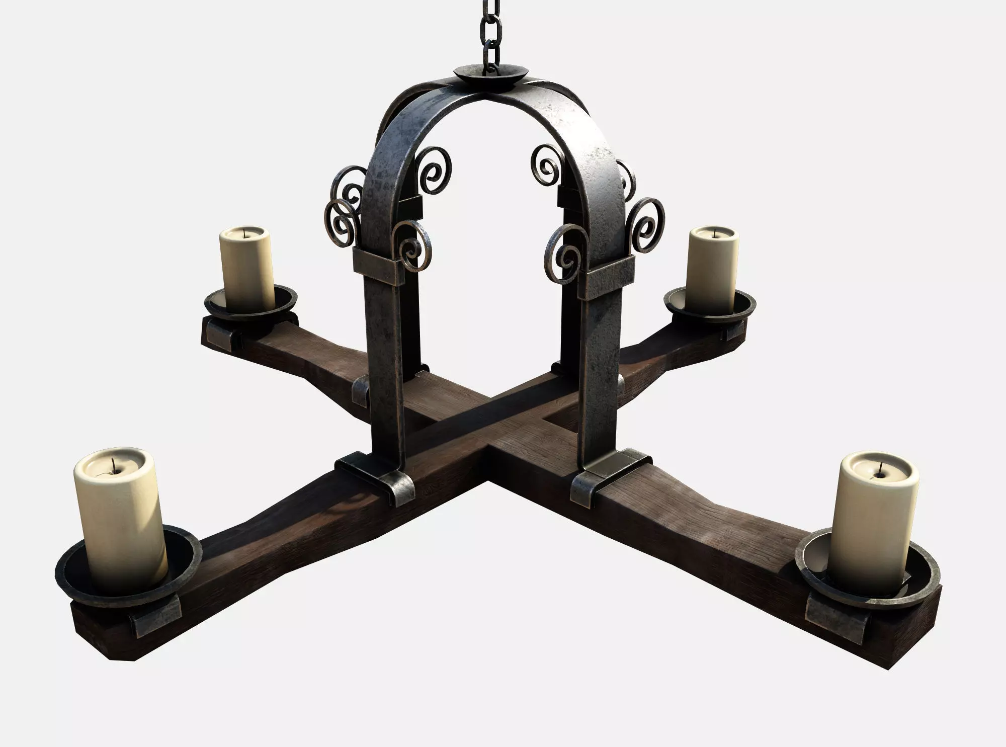 Medieval Torch Low-poly 3D model_0