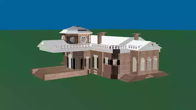 Neoclassical Architecture Thomas Jefferson house Low-poly 3D model