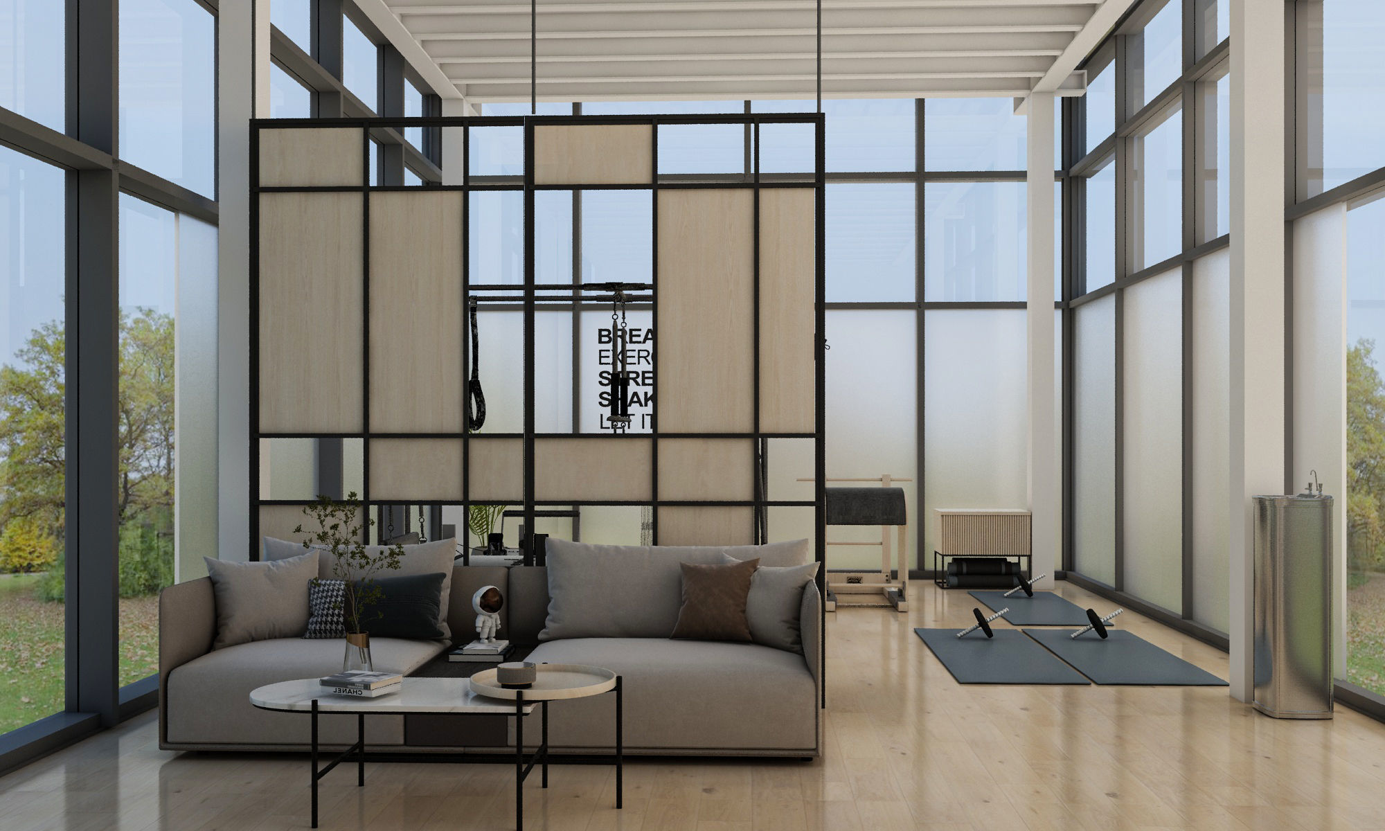 Modern Pilates Studio Interior Scene 3d Model 3D model_1