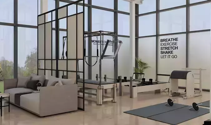 Modern Pilates Studio Interior Scene 3d Model 3D model