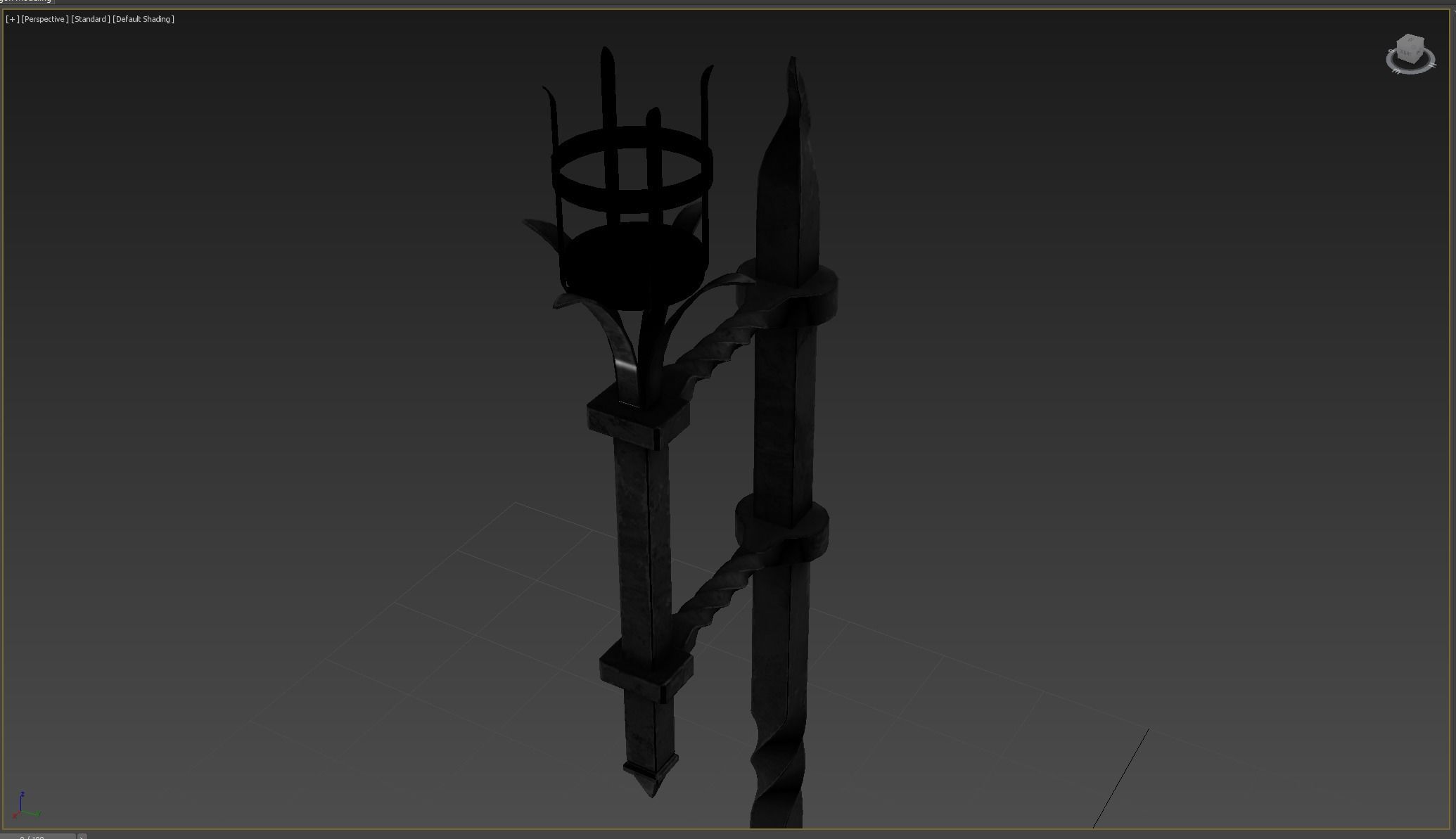 Medieval Torch Low-poly 3D model_9