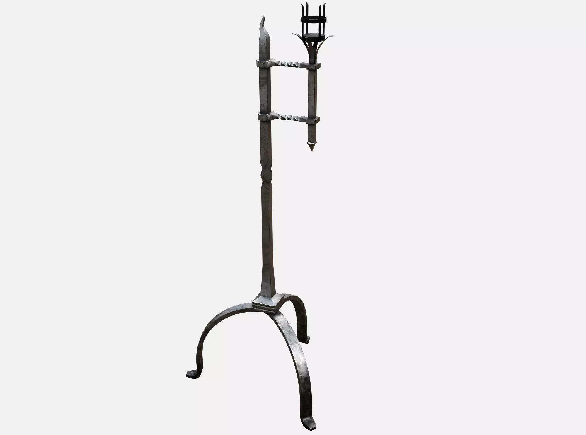 Medieval Torch Low-poly 3D model_0